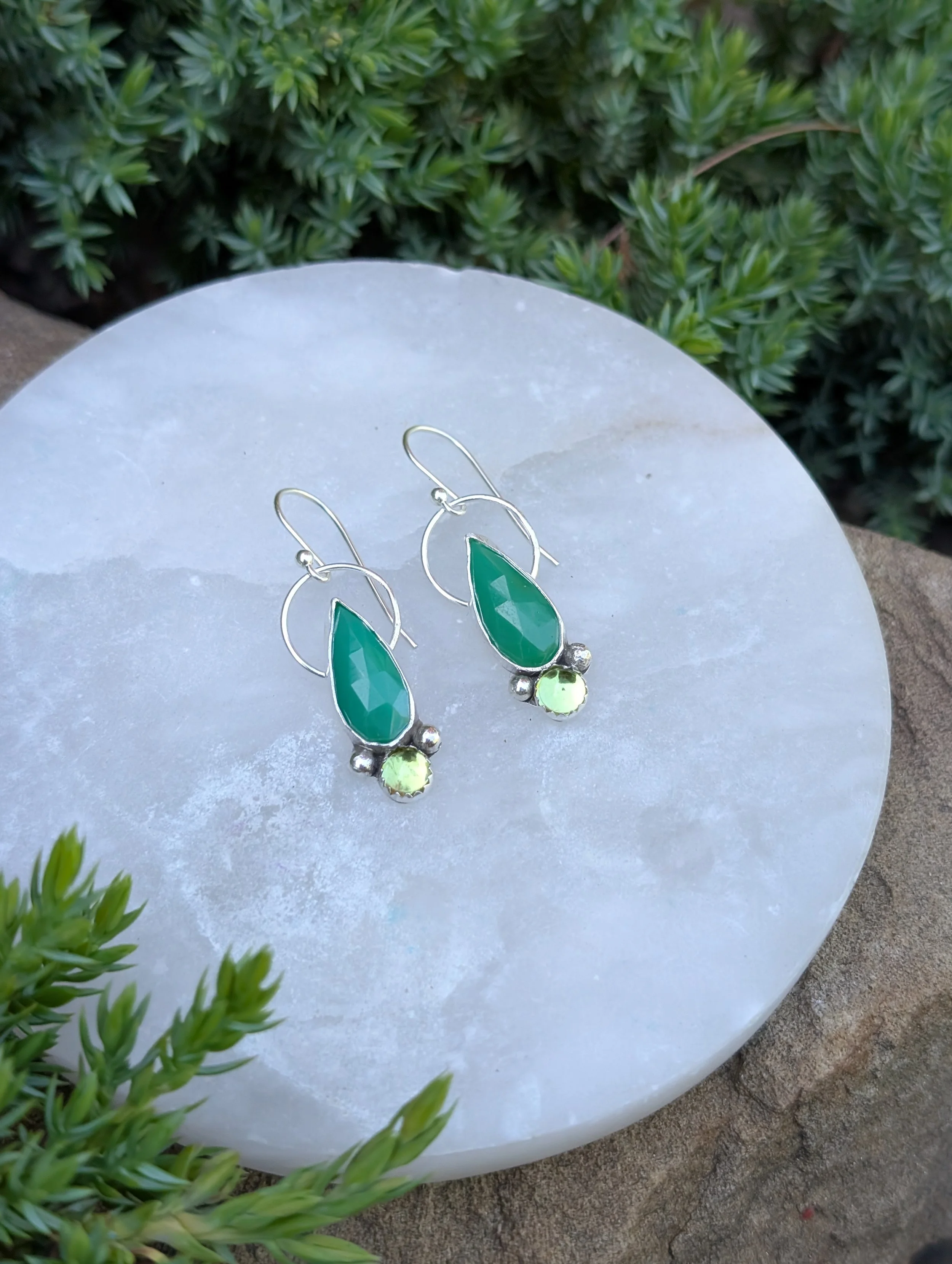 Green Onyx & Peridot Earrings