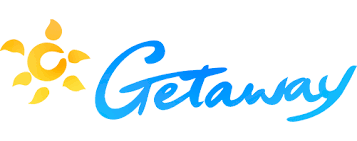 Logo with a yellow sun and the word 'Getaway' in blue script.