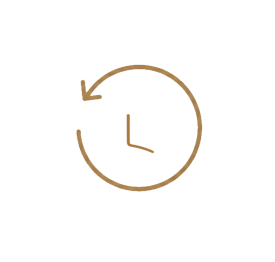 A simple clock illustration with a circular arrow indicating a reset or rewind action.