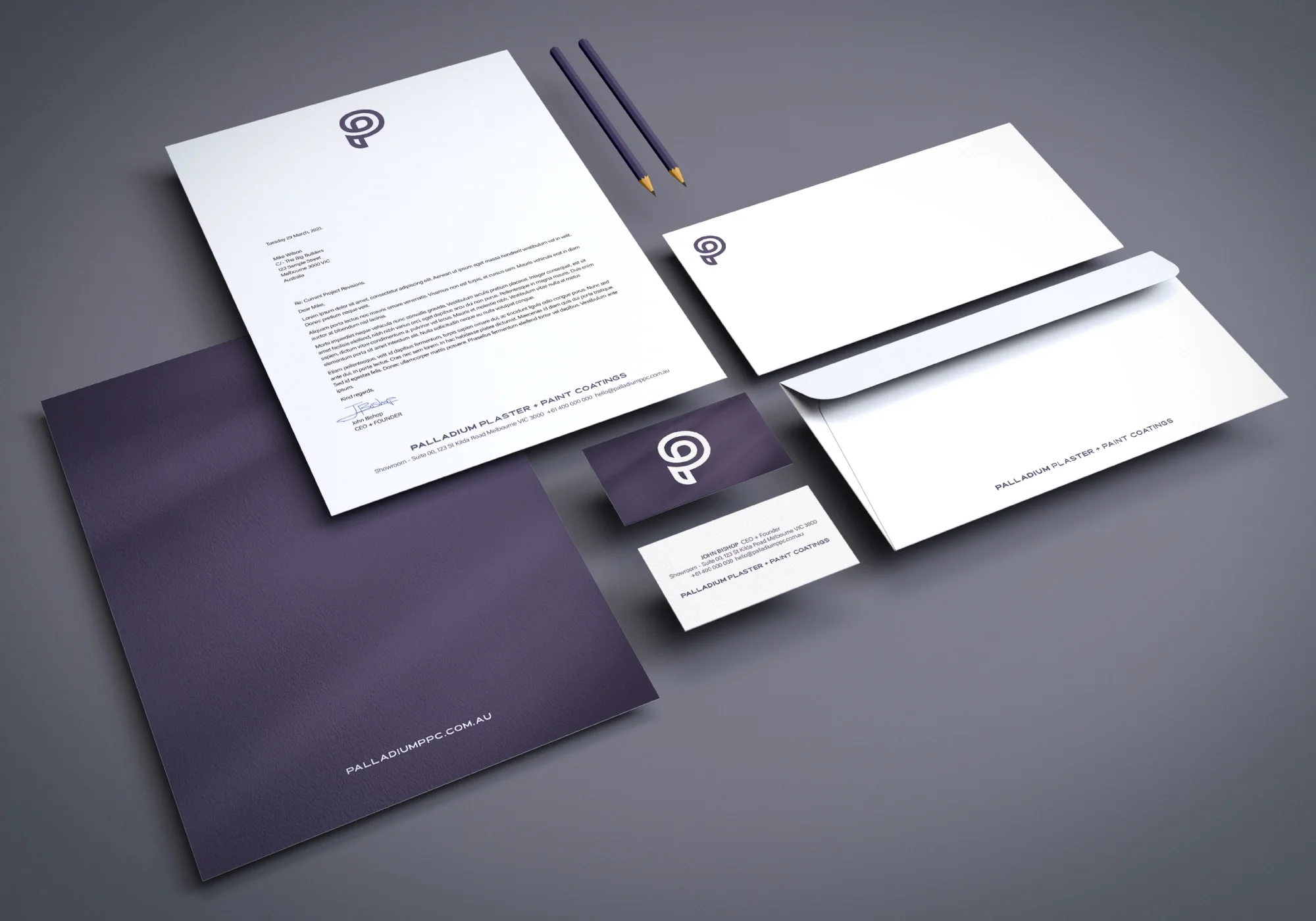 Palladium Plaster & Paint Coatings stationery
