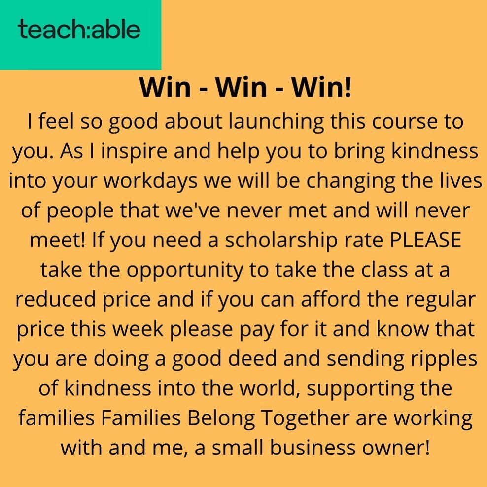 You and I! Let&rsquo;s do this! For @fams2gether Grow your Business by Making Kindness Your Trademark Course launches July 15th. Presale going on now at clarekindness.teachable.com #kindnessalways #familiesbelongtogether