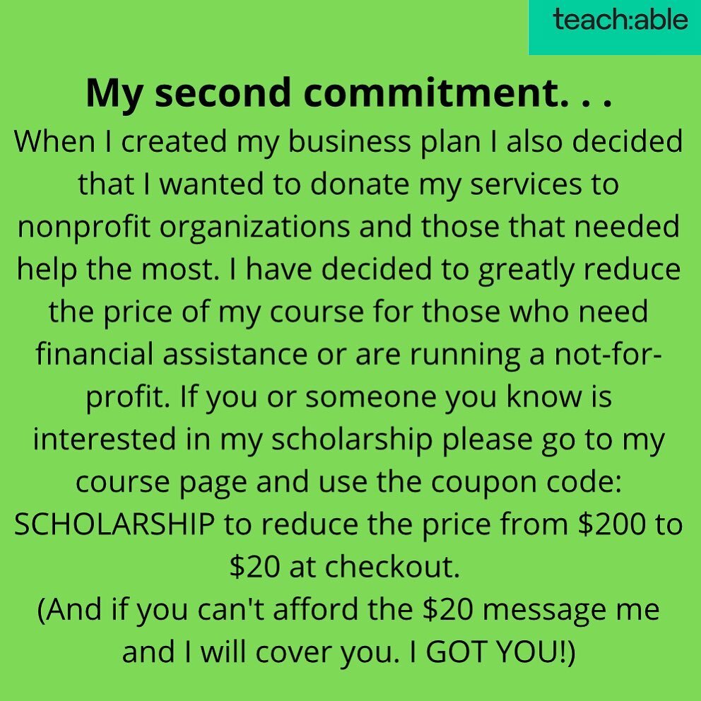 My course Bring Growth to Your Business by Making Kindness Your Trademark is available to nonprofits for a reduced price at clarekindness.teachable.com Spreae the word. 😊 #nonprofitmarketing #nonprofitwork #teachablemoments #charitablegiving #mymiss