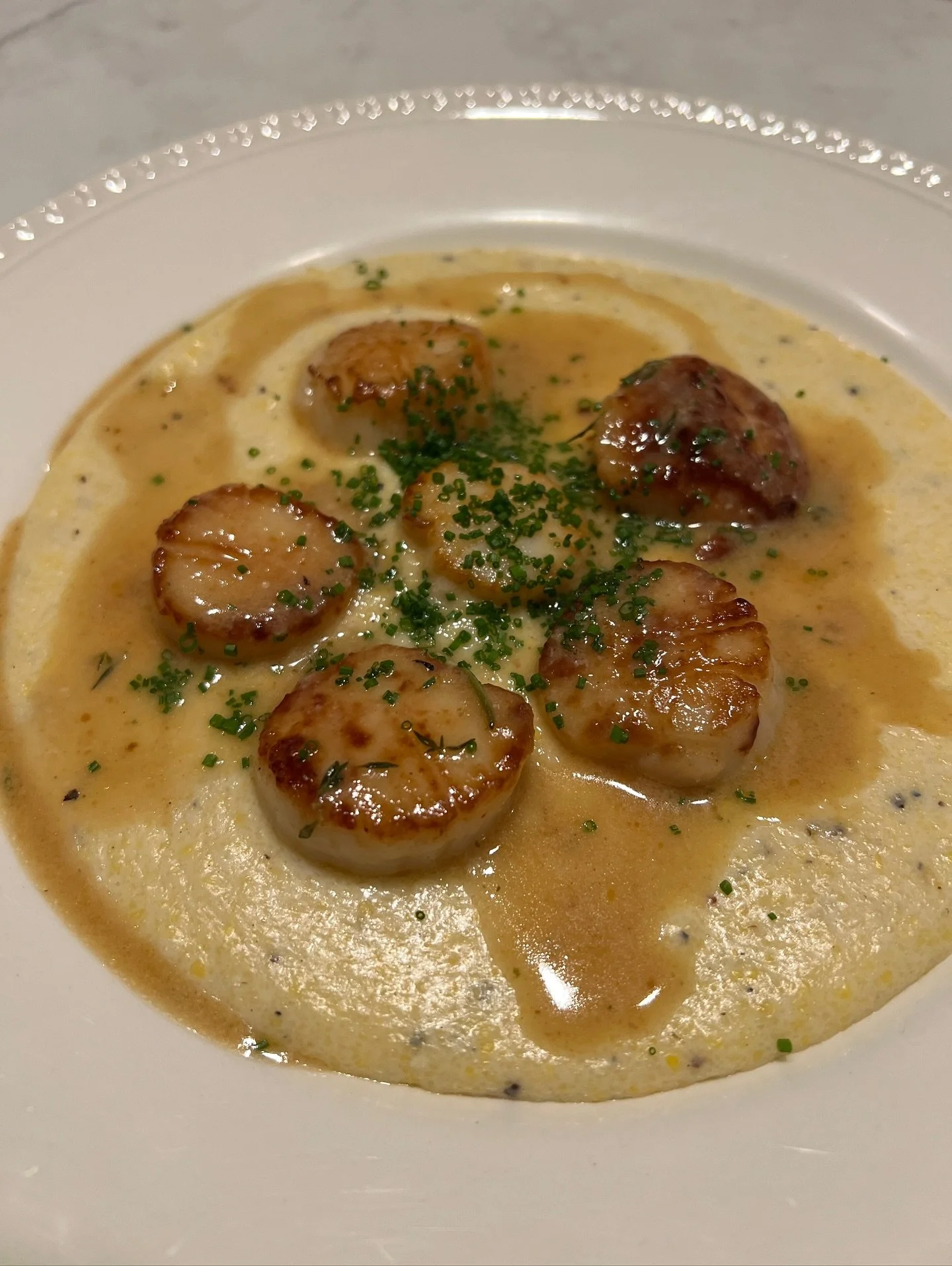 Seasonal depression was talking to me like the green goblin mask so I unfortunately added running back into the routine and started drinking decaf, matcha, and chai tea to let my cortisol chill out.

1. Dish of imported sea scallops lightly cured and