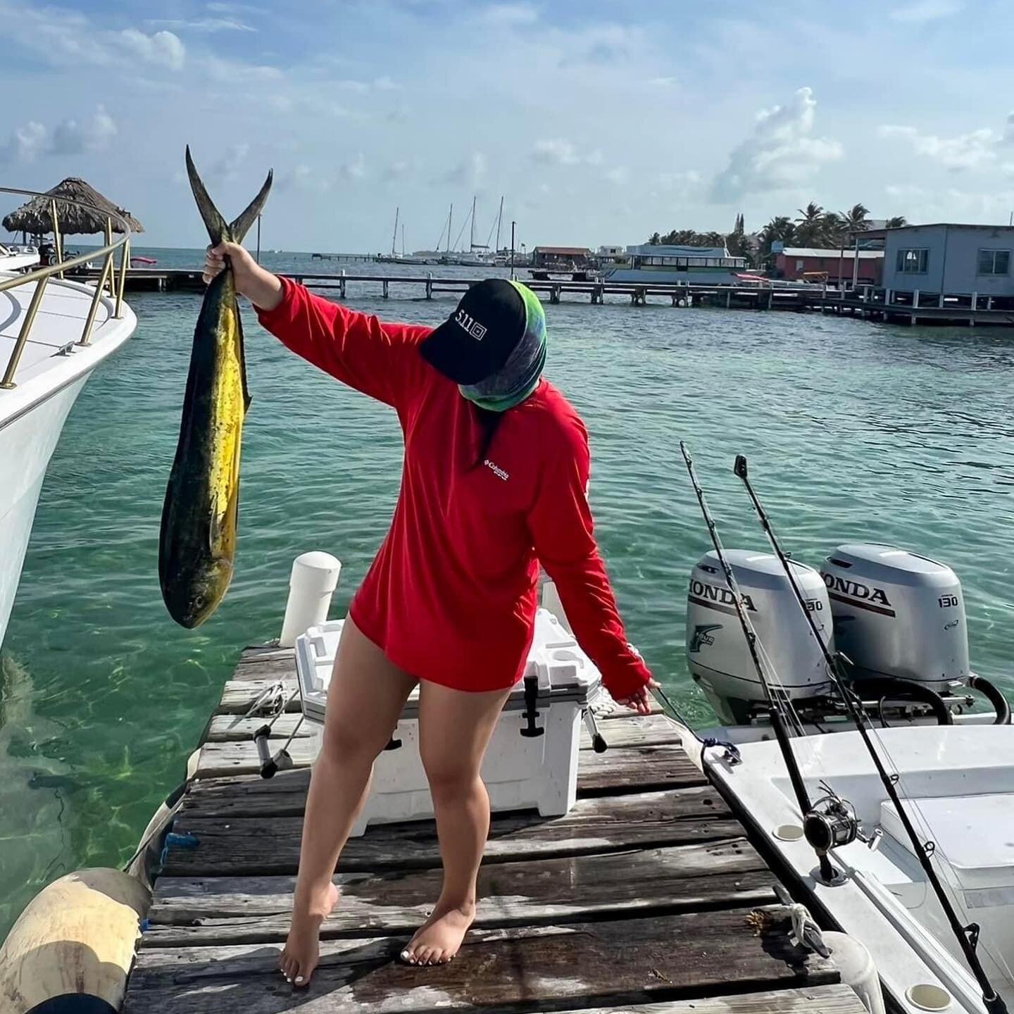 @monica.gallardo with her first #Mahi. Creating a meal from your catch is one of the most rewarding parts of fishing. 🤌🏼