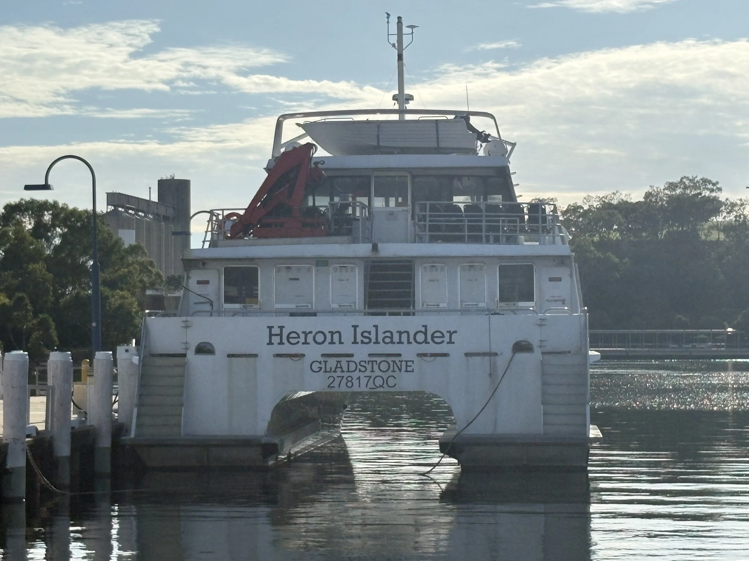M/V Heron Islander. 113' (34.5 m) fast catamaran ferry, up to 175 passengers, Gladstone to Heron Island daily. Captain, Nov 2025–May 2026.