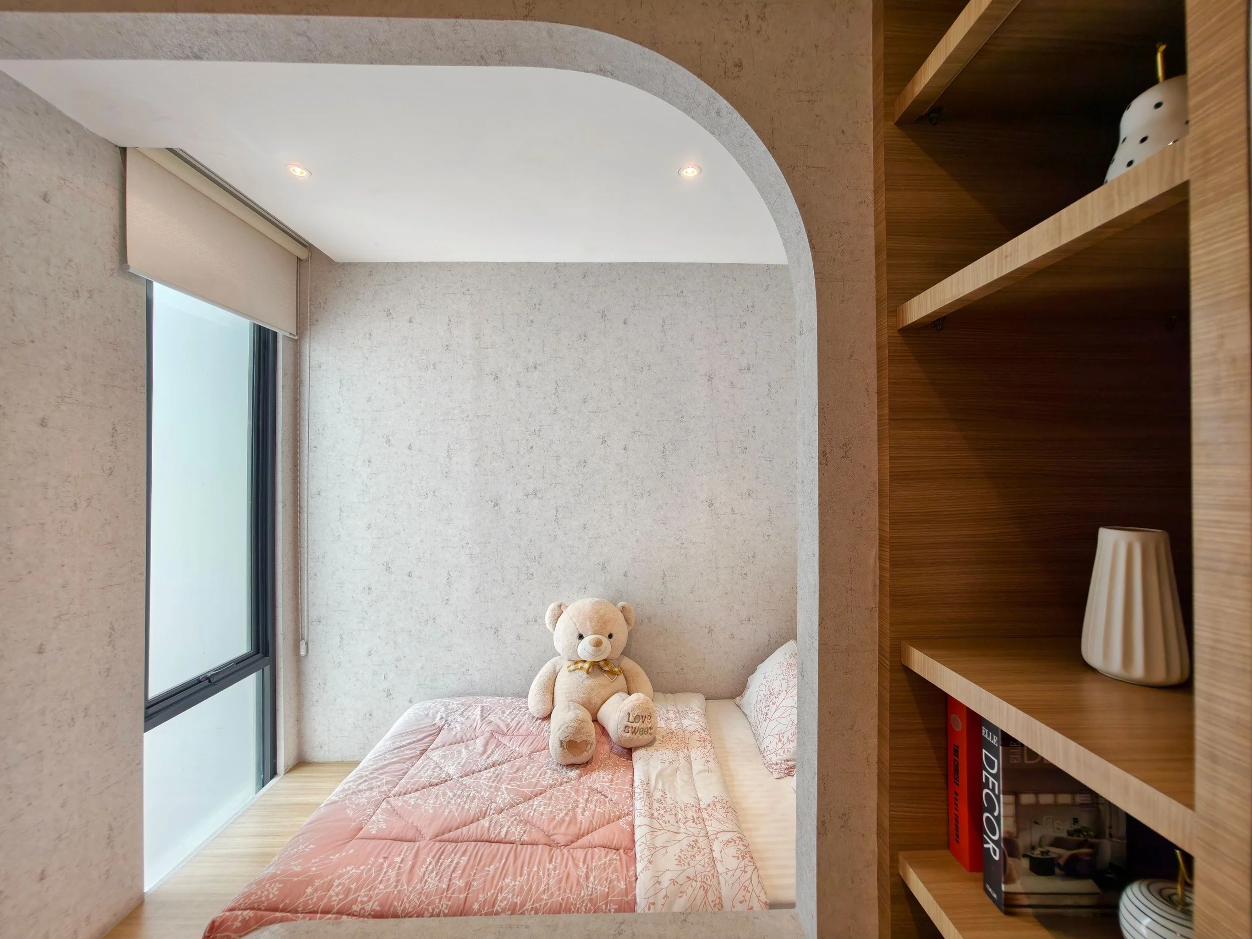 Children's bedroom designed to encourage organization, comfort, and everyday independence.