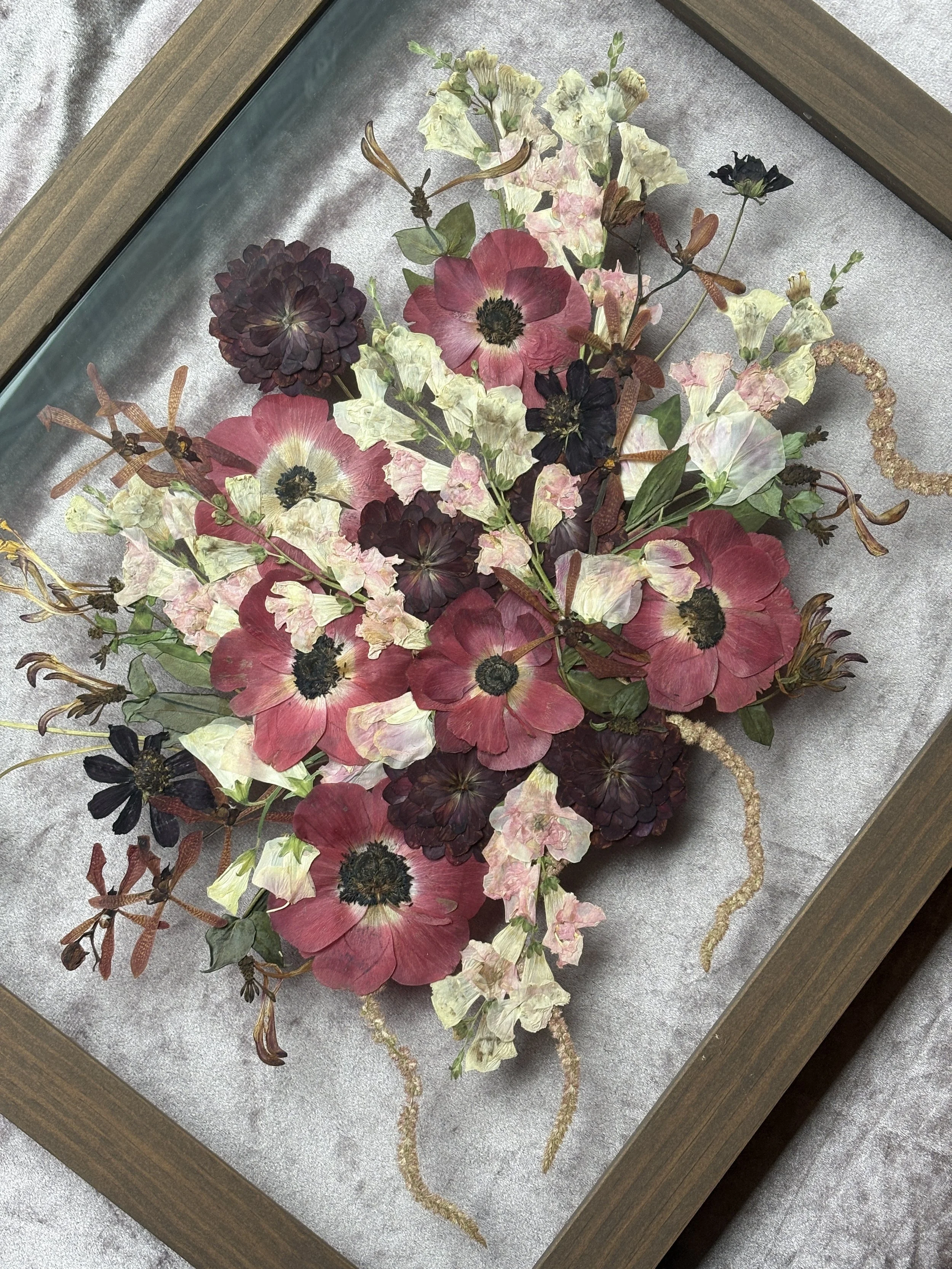 16x20" Floating Frame Pressed Wedding Bouquet