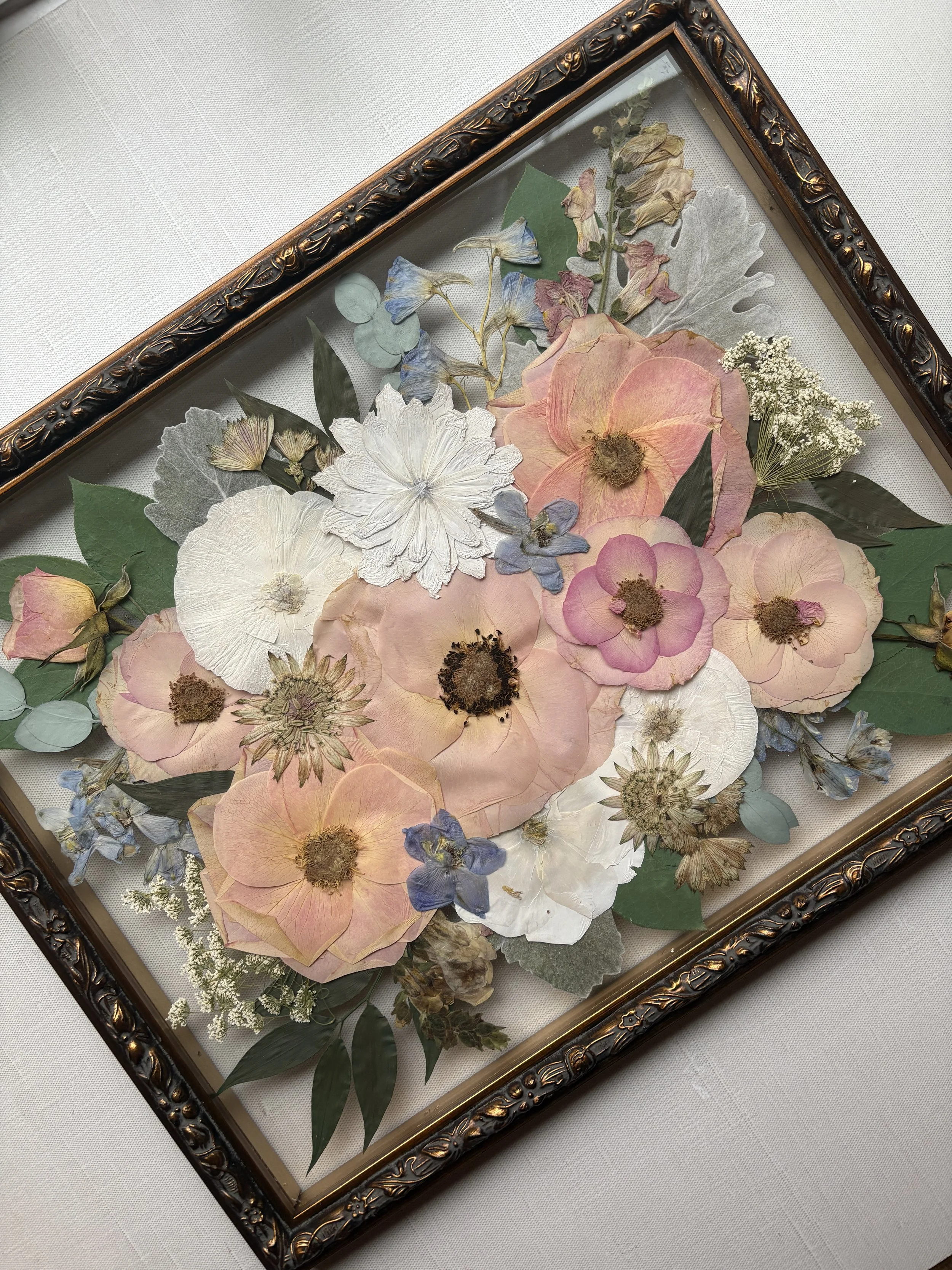 11x14" Floating Frame Pressed Wedding Bouquet