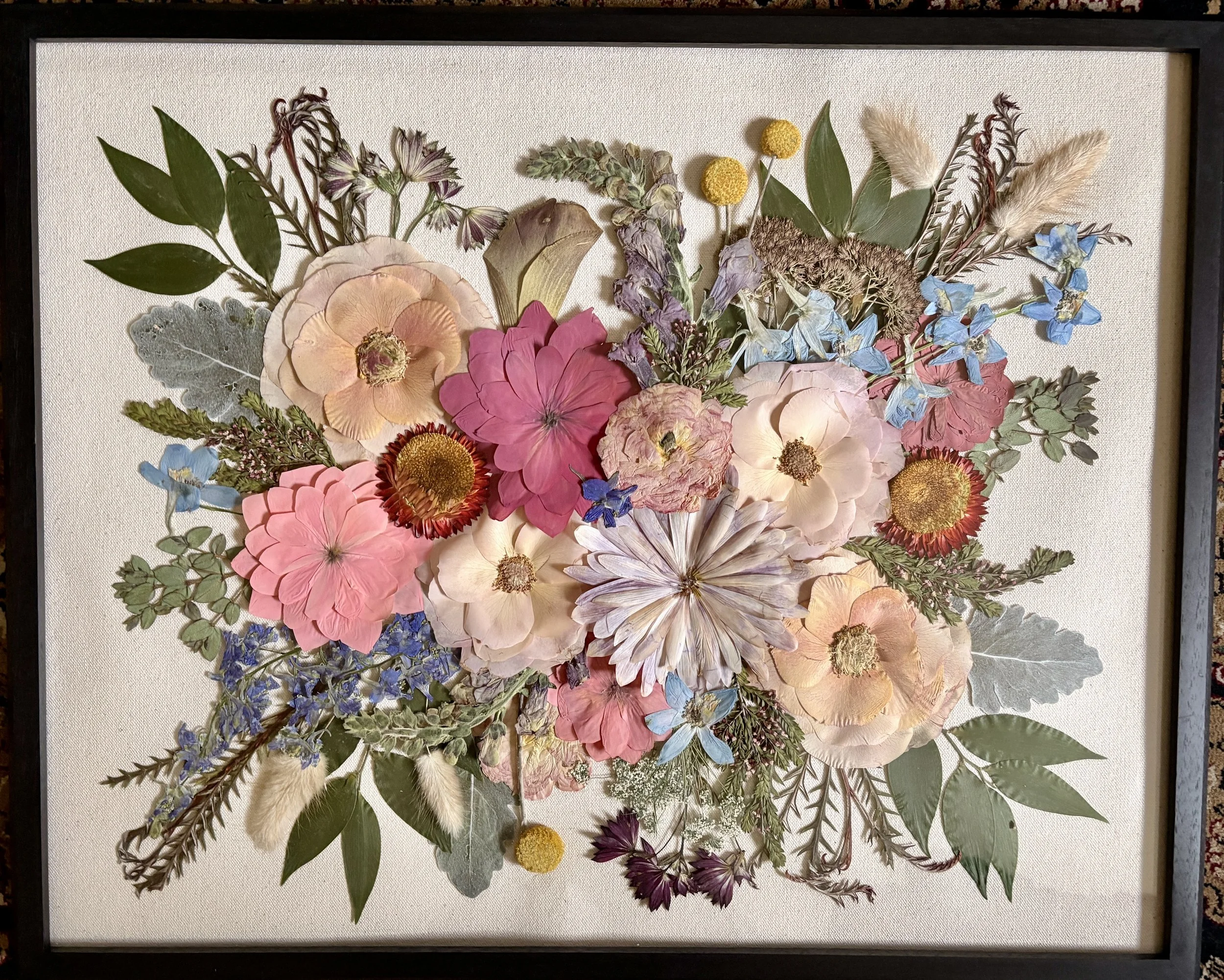 16x20" Classic Frame Pressed Wedding Bouquet