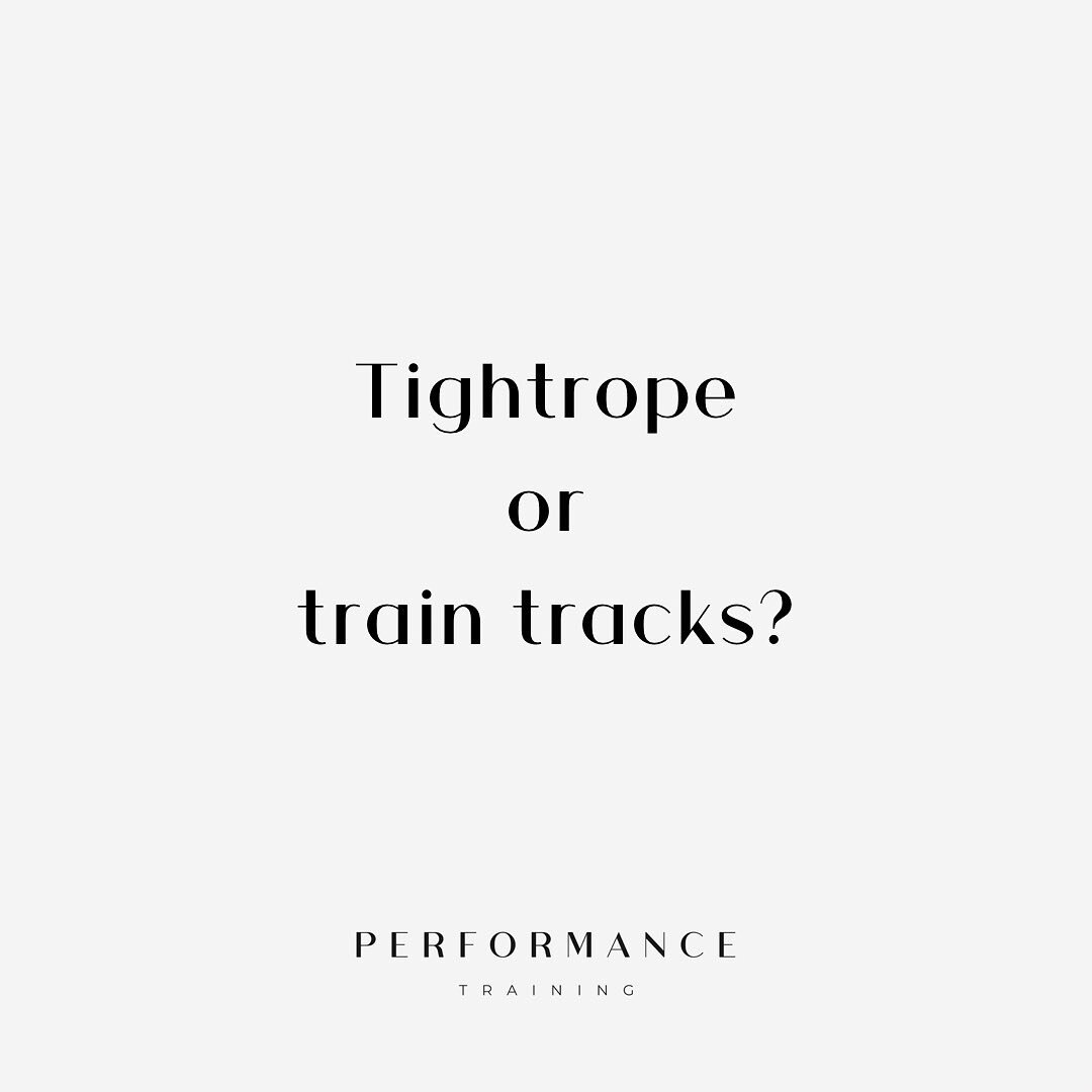Tightrope or train tracks?
.
When you lunge, do you step forward or backwards in a straight line, like you&rsquo;re on a tightrope? If you answered yes, do you wobble around like you&rsquo;re going to lose your balance? 
.
Try this. Stand with your f