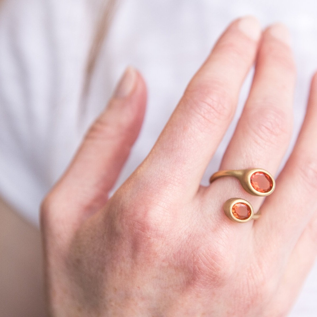 Two Fire Opals Ring - Anna Machado Jewelry - Linhas Collection
