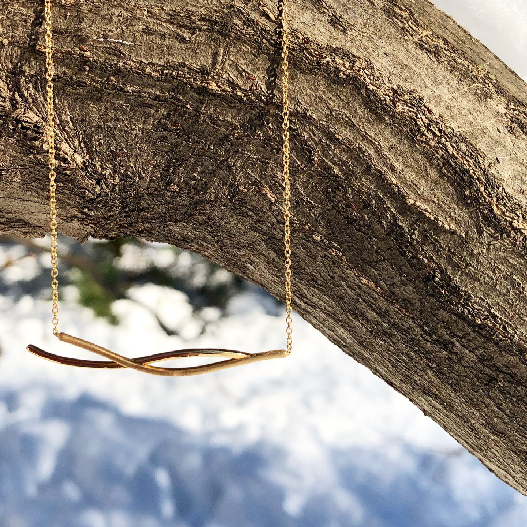 Two Lines Necklace in Gold - Anna Machado Jewelry Design NY - Linhas Collection