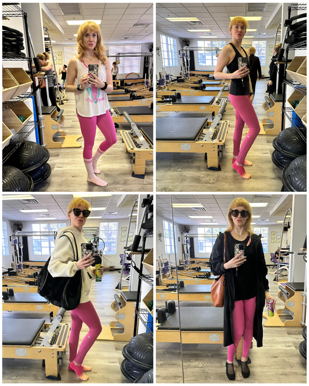The Bend and Stretch x One Atomic Blonde Pilates Outfits barbie pink black white cream.png