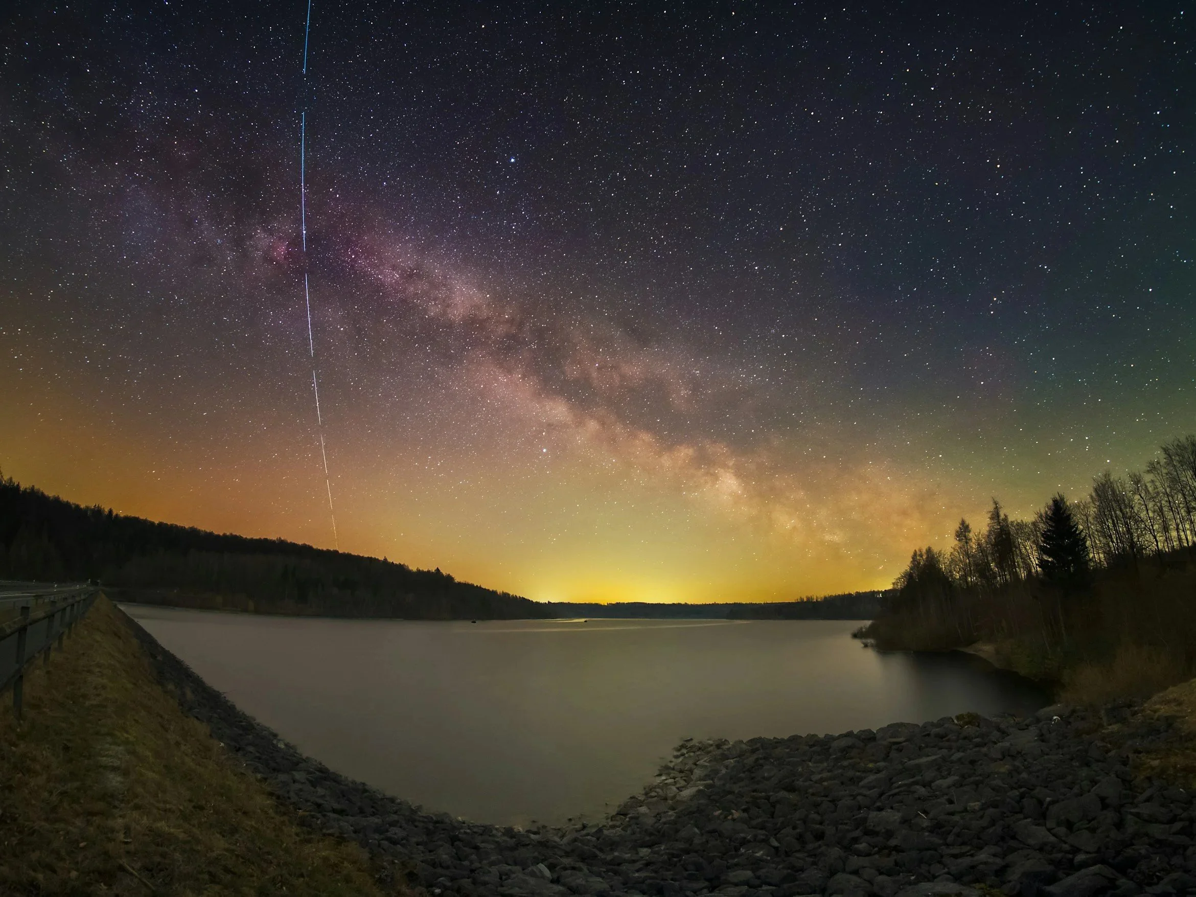 night sky over lake