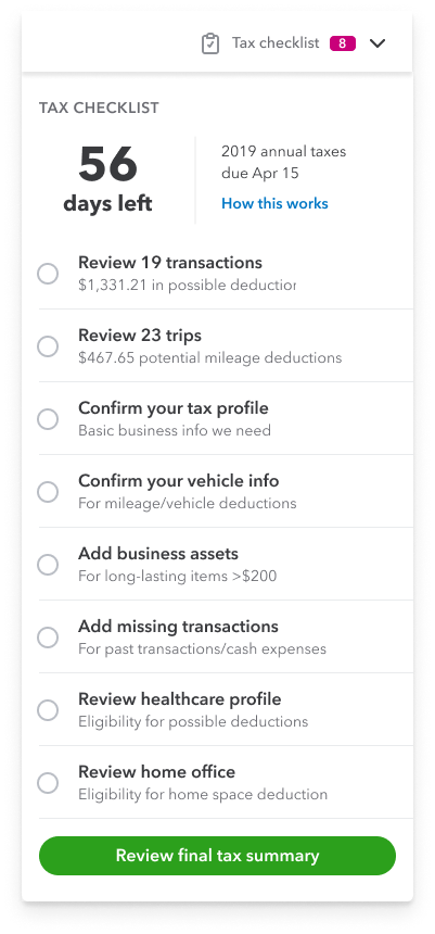 Previous tax checklist