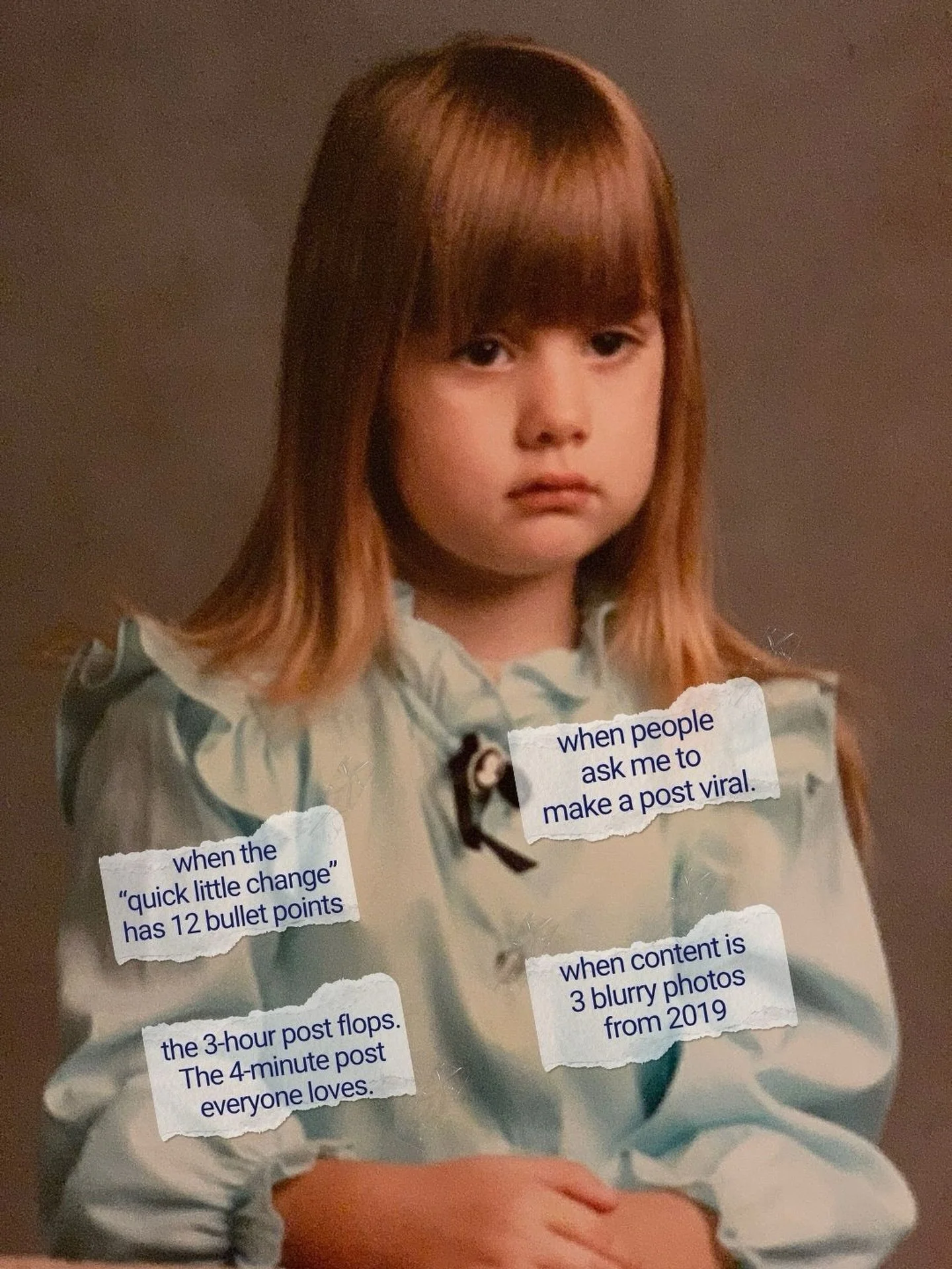 This face remains. I&rsquo;m just in my 40s now. The single tear in my eye also remains. I often ask myself, what other career would keep me this entertained, on the edge of my seat, and somehow miserable simultaneously. 

#socialmediamarketing #soci