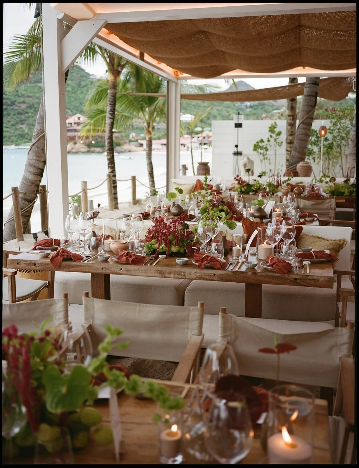 Guests stepped into the world of Alexis and Andrew for their weekend of celebrations in St Barth. 

Designed to be a &ldquo;welcome to the island&rdquo; experience, A + A&rsquo;s welcome party was complete with tropical details, sunset views and hear