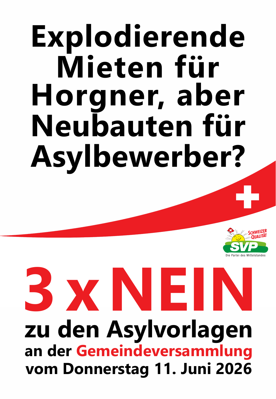 Drei Mal «NEIN» zu den Horgner Asylvorlagen!
