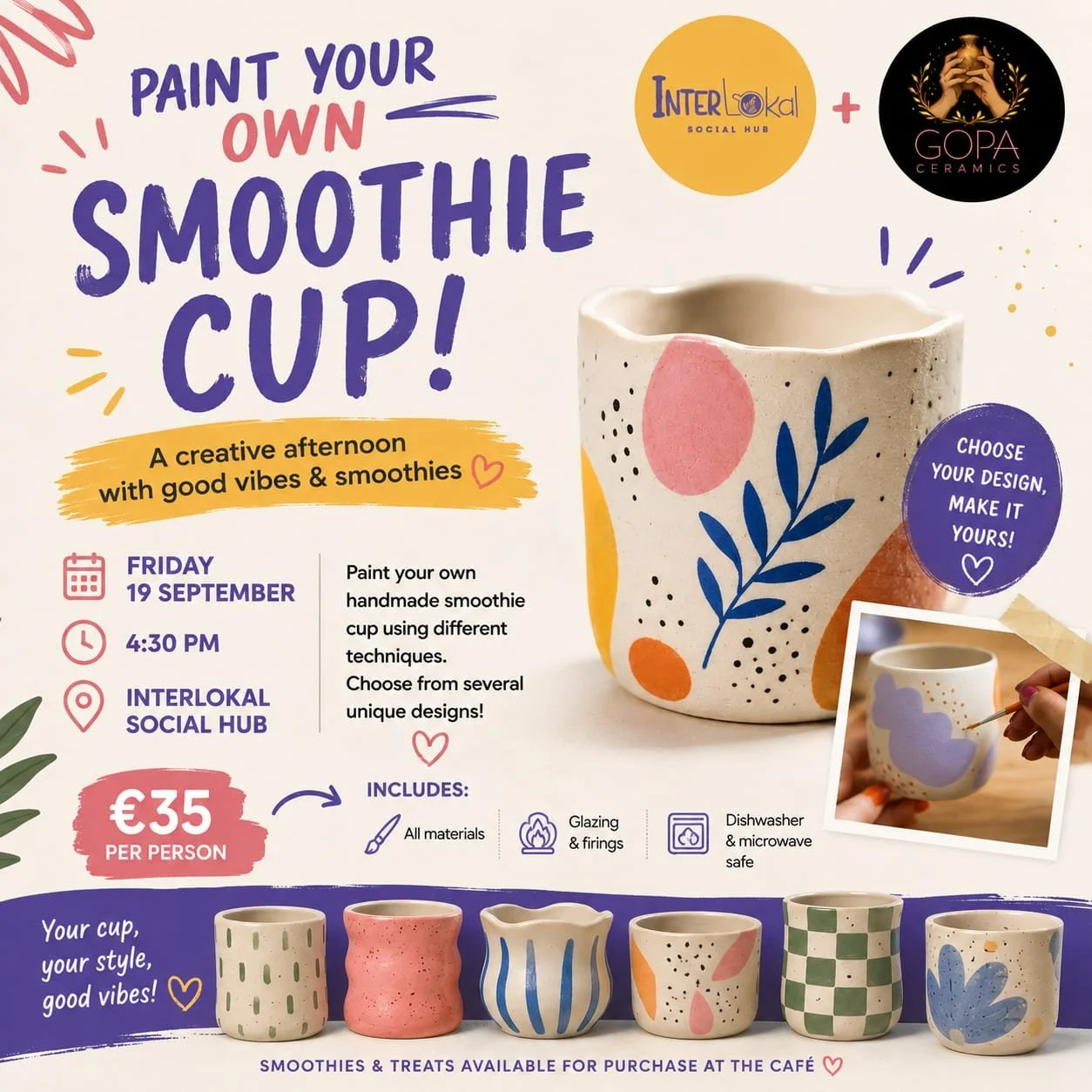 Ceramic Smoothie Cup Painting Workshop with gopa ceramics 