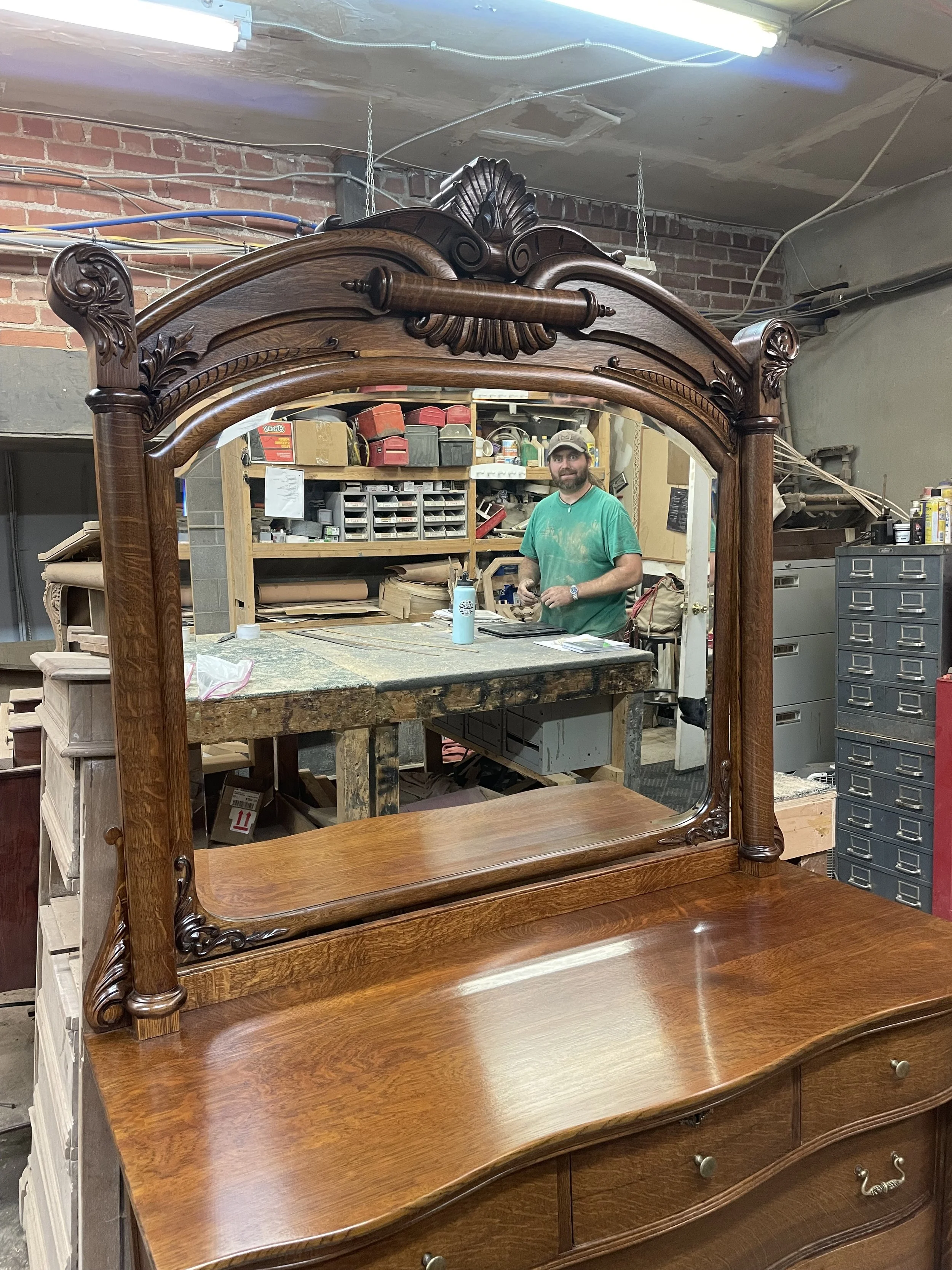 Refinished Antique Dresser with Carvings