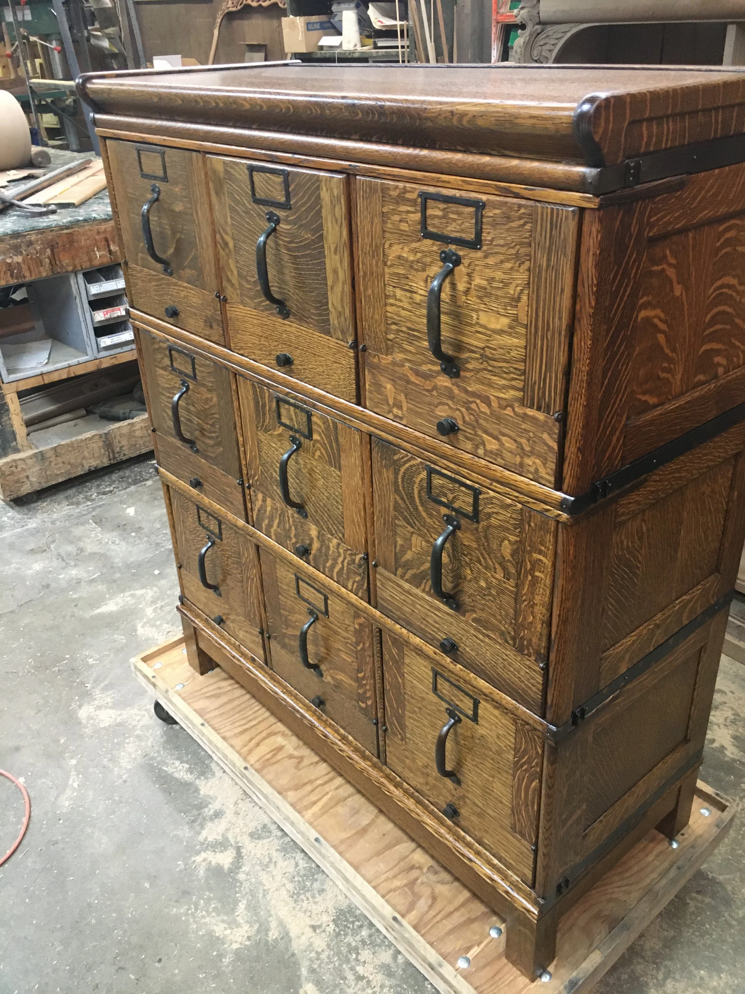 Refinished Antique Quarter-Sawn Oak File Cabinet