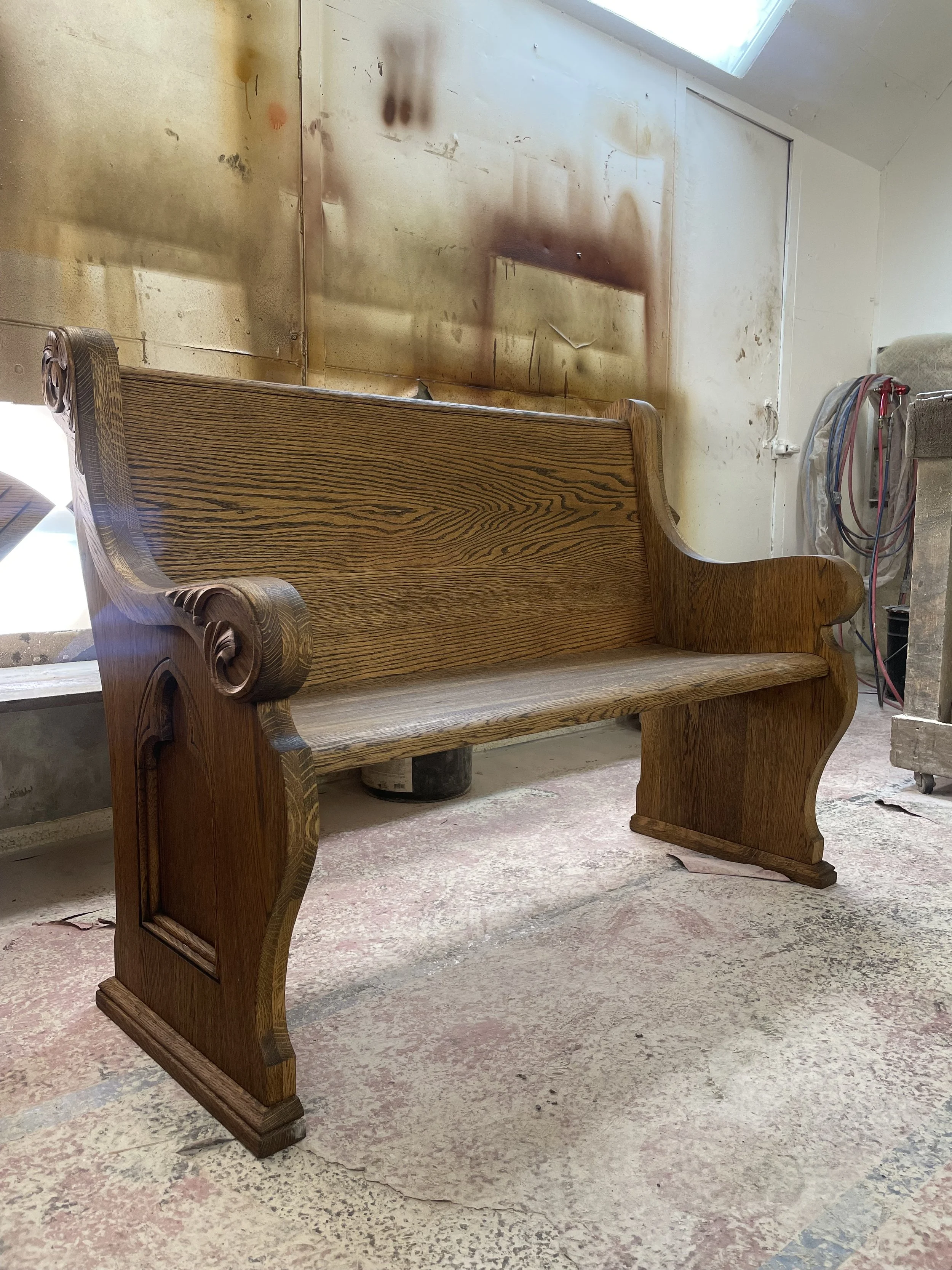 Refinished Antique Church Pew