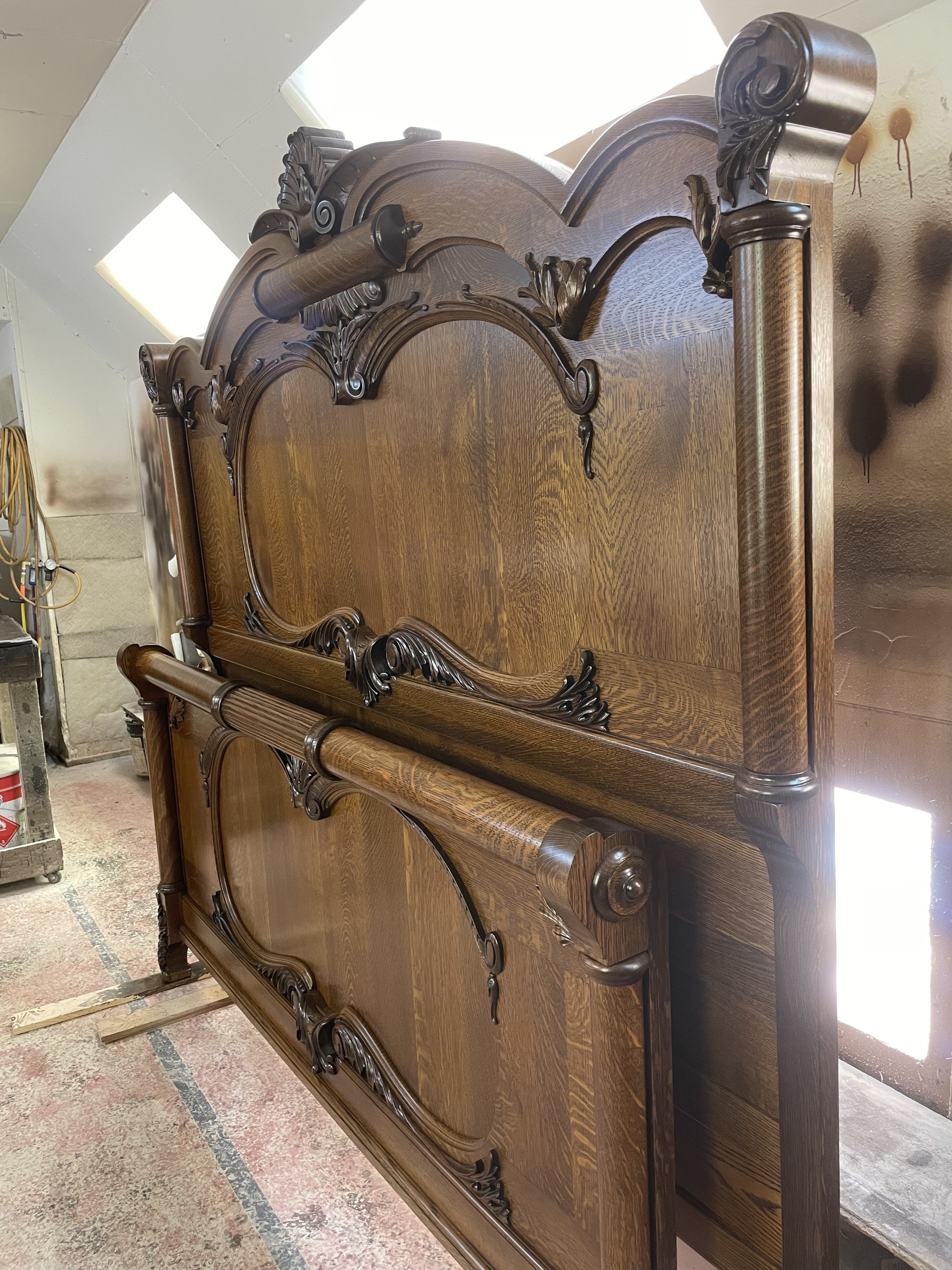 Refinished Antique Headboard King Size Bed