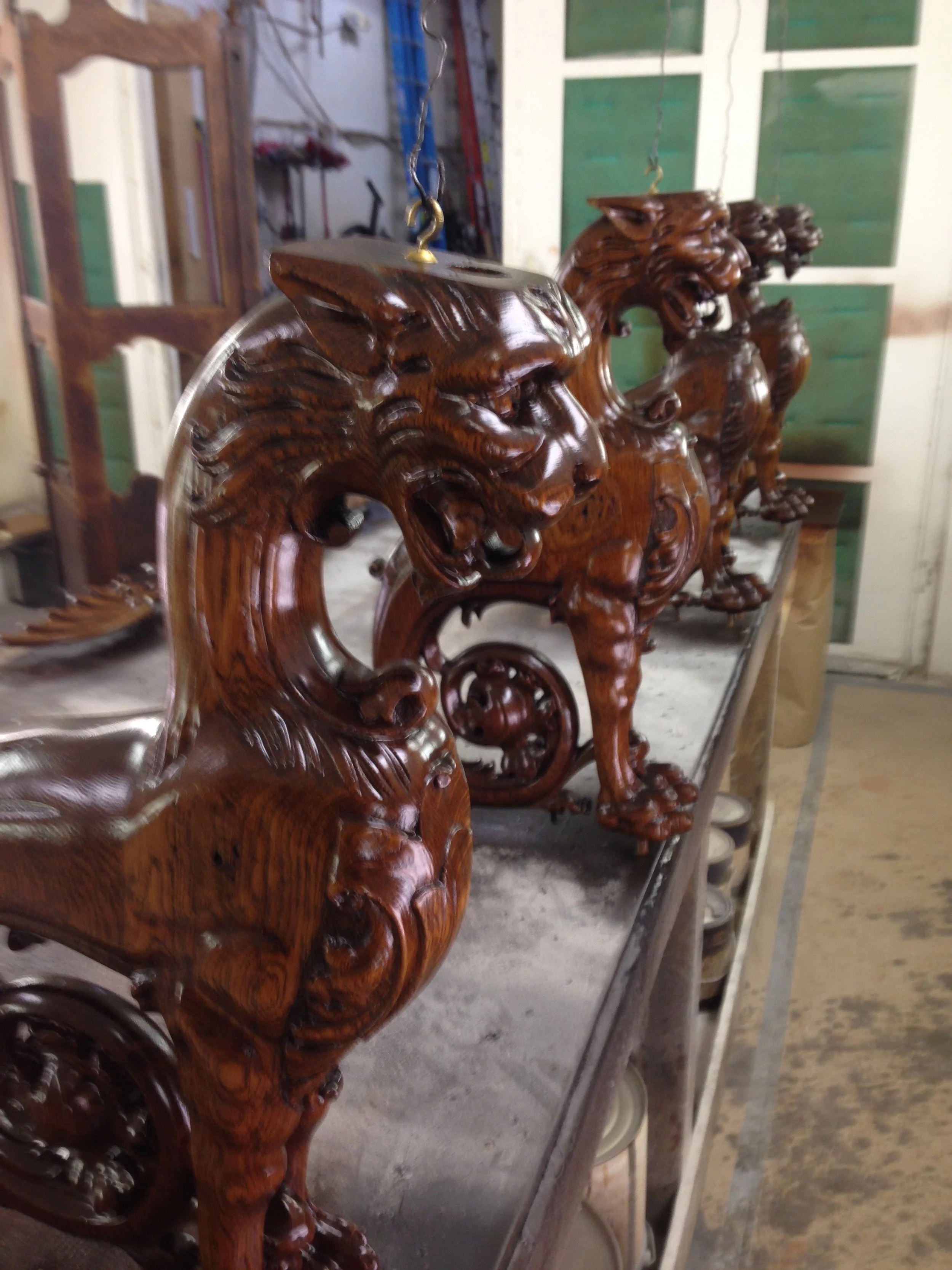 Refinished Antique Griffin Table Legs
