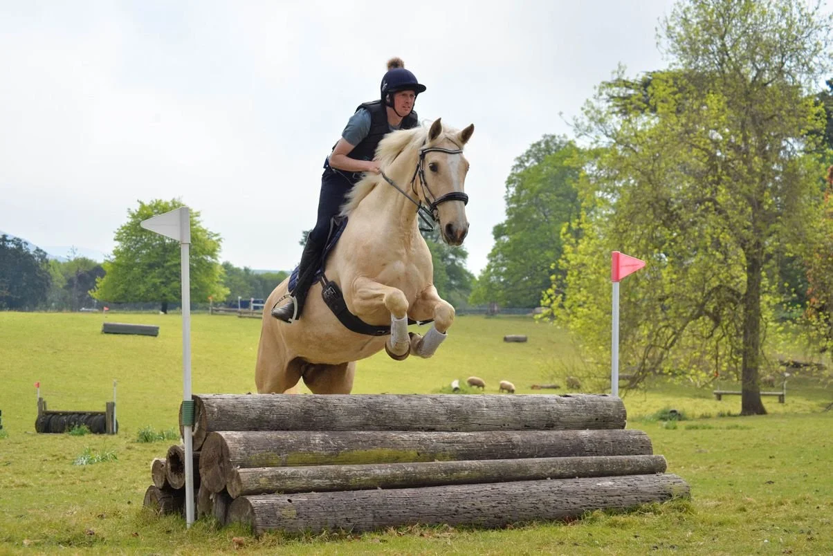 Alex riding orla over a cross country jump