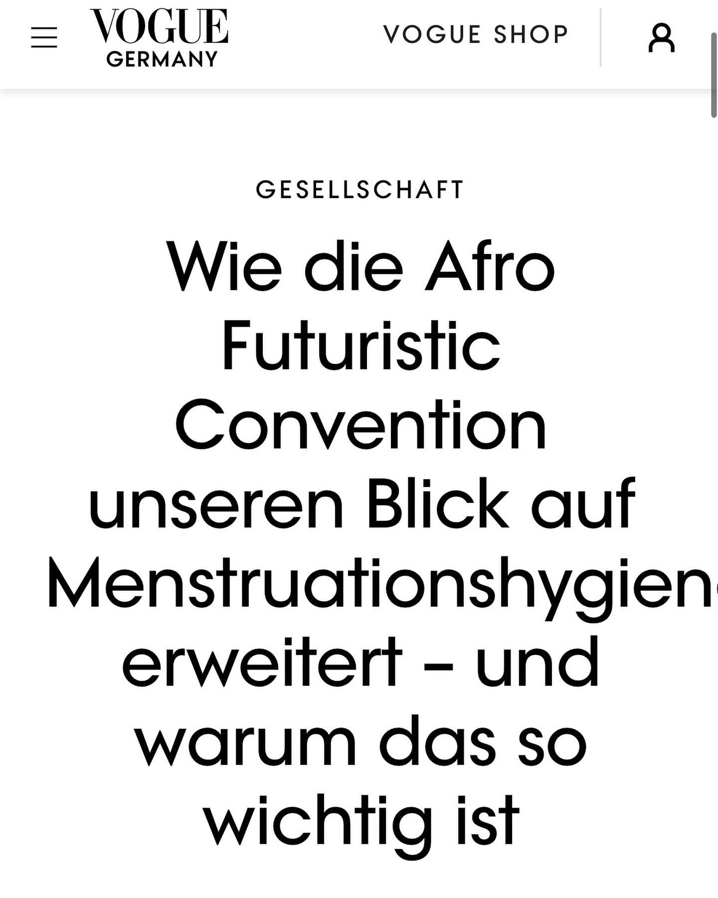 We&rsquo;re featured in Vogue Germany! ✨

Read: &ldquo;How the Afro-Futuristic Convention Expands Our Understanding of Menstrual Health &ndash; and Why It Matters.&rdquo;
👉 [Link in bio]
In this powerful piece, Onejiru shares why our work at Future 