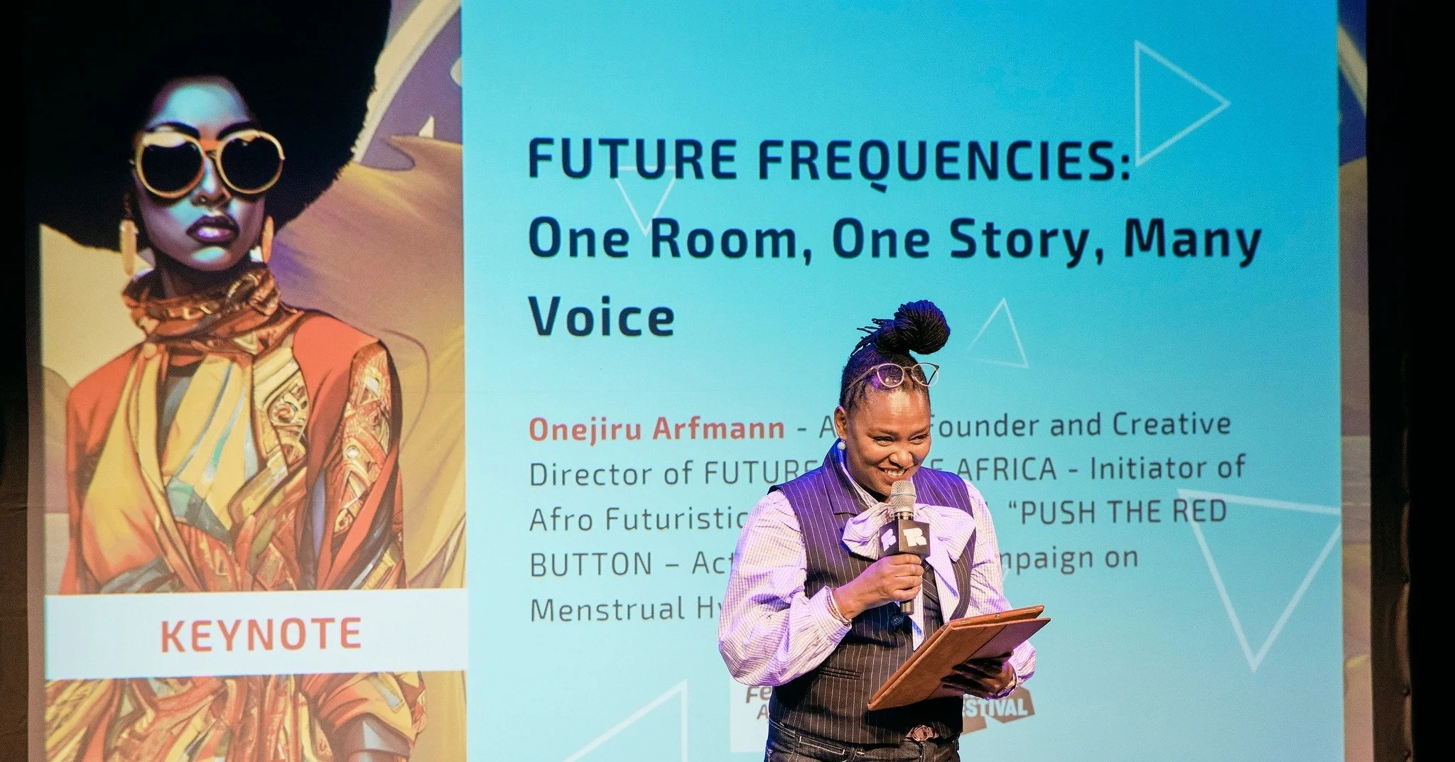 Still resonating with the energy of the Afro-Futuristic Convention 2025 ✨

Under the theme Future Frequencies: One Room, One Story, Many Voices, we transformed the Schmidtchen Theater into a space of dialogue, creativity, and change , bringing togeth