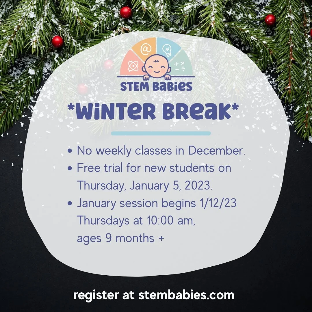 Join us for a free trial 1/5/23, Thursday at 10am! 

Book with link in bio or go to stembabies.com
***************************************
Parent &amp; Me classes that introduce early concepts of science, technology, engineering, art, &amp; math thro