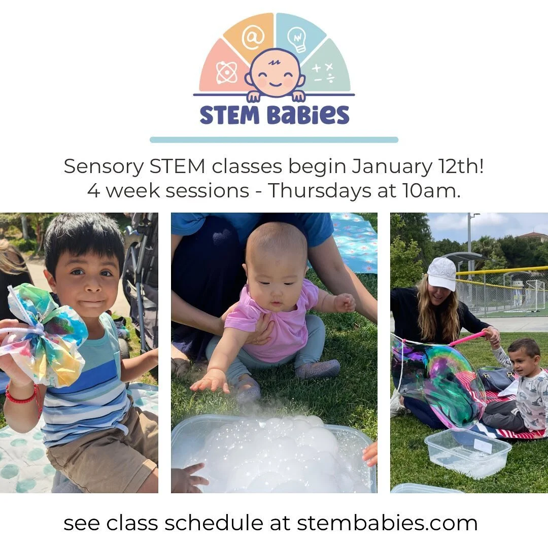 Join us in January for our sensory STEM classes! 

Link in bio or go to stembabies.com ***************************************
Parent &amp; Me classes that introduce early concepts of science, technology, engineering, art, &amp; math through literacy