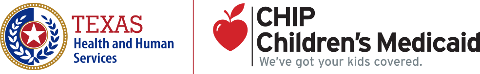 Logo for Children's medicaid featuring a red heart in teh shape of an apple