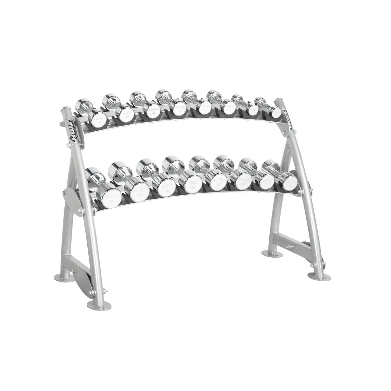 Hoist 2Tier Horizontal Beauty Dumbbell Rack (8 Pairs) — 360 Sports