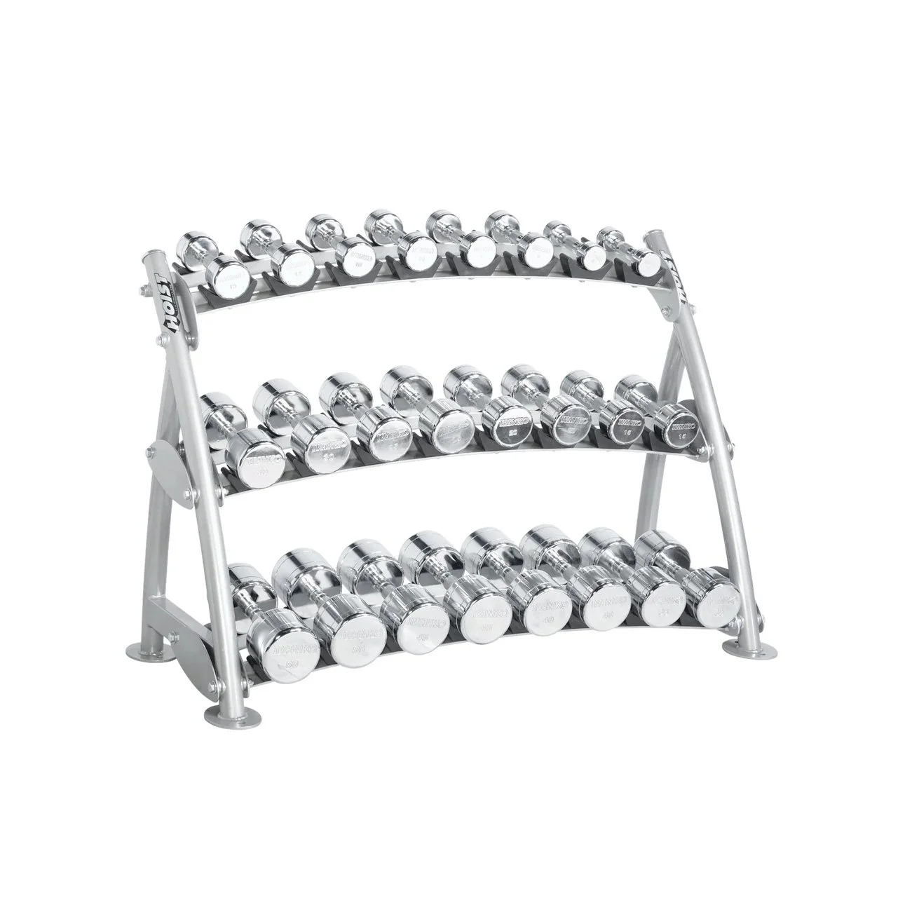 Hoist 3Tier Horizontal Beauty Dumbbell Rack (12 Pairs) — 360 Sports