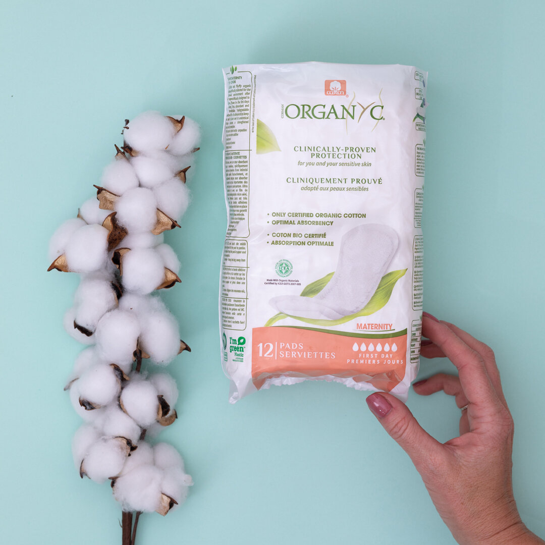 The award-winning Organyc Maternity Pads have been created from only 100% certified organic cotton. With an organic cotton top sheet and naturally absorbent cotton core, the ultra-soft and soft maternity pads are specially tailored to absorb a heavy 