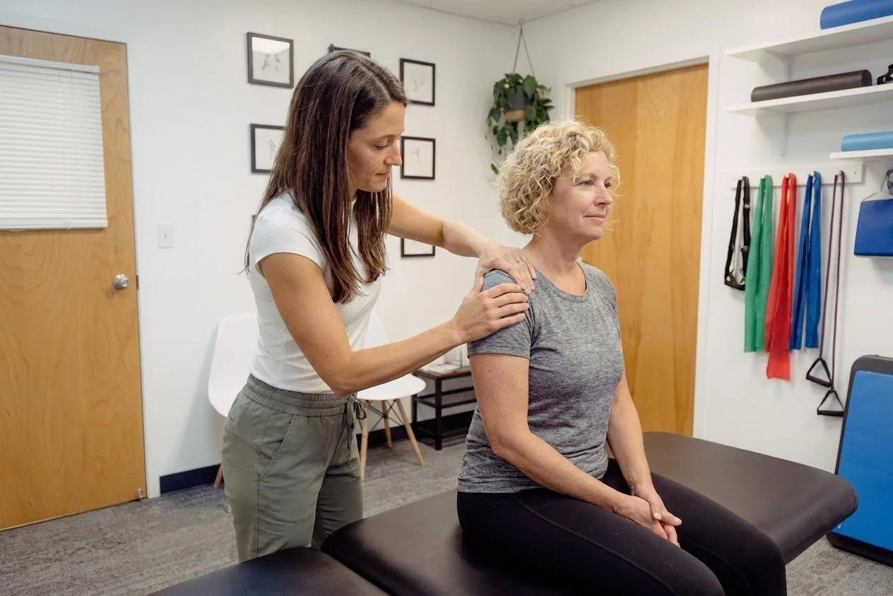 Patient receiving manual therapy treatment at a physical therapy clinic in Cambridge, MA