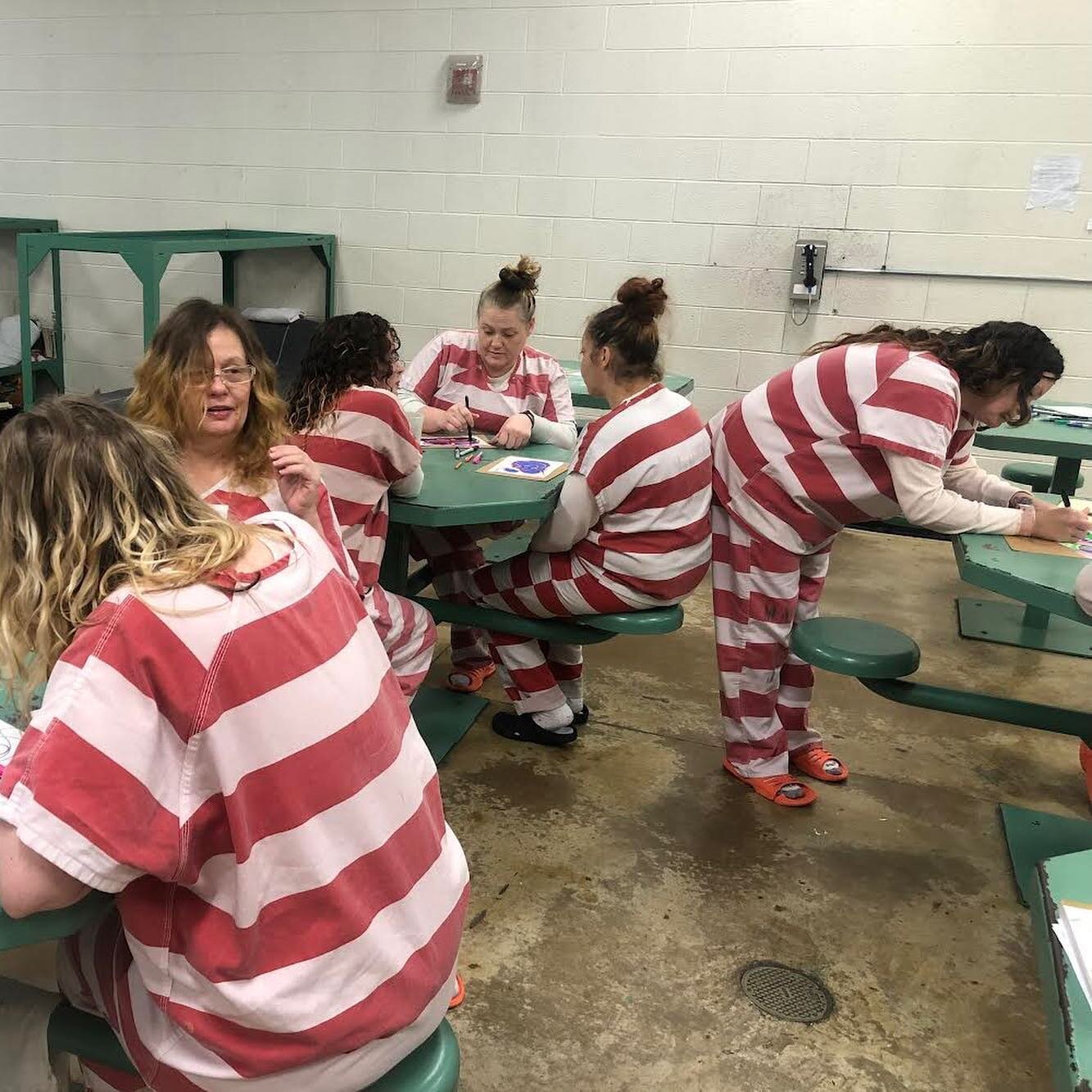 Art class at the Maury County Jail in July. We were able to do neurographic art in two pods with more than 20 individuals