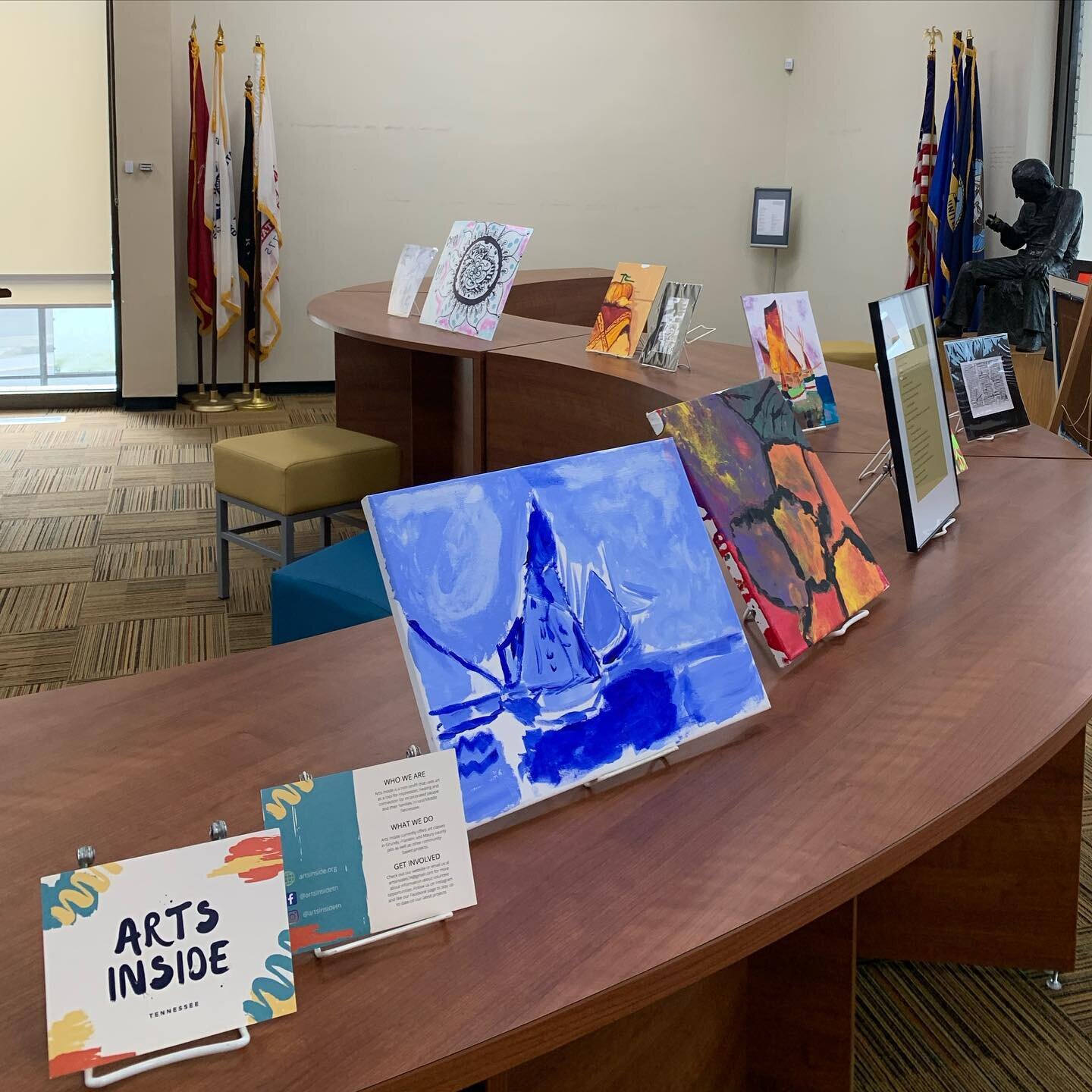 Arts Inside is happy to be displaying art at the Maury County Public Library in Columbia, Tennessee! A big thanks to to Suzy Pruitt O&rsquo;Daniel and Wendy Shelton at the South Central Tennessee Workforce Alliance for making this possible