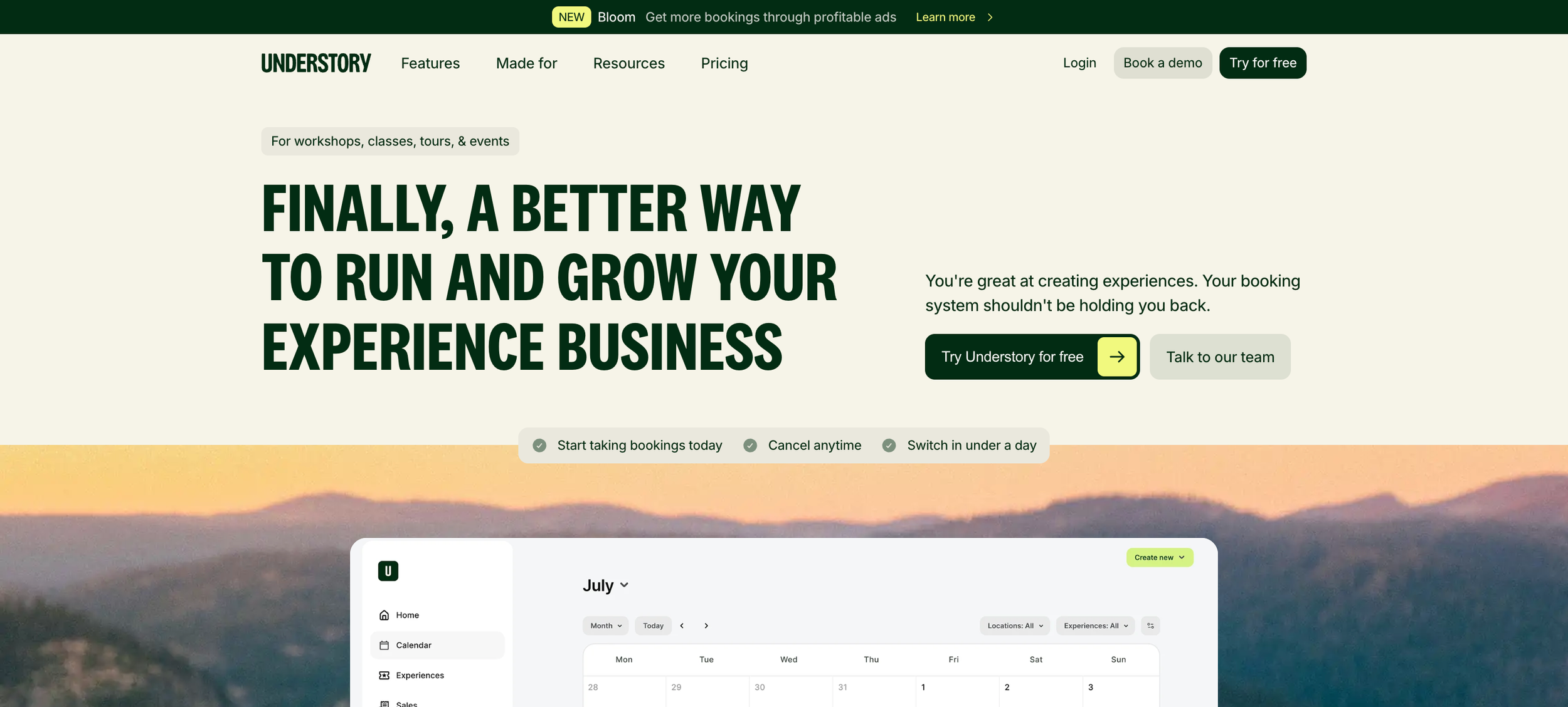 Understory, a booking and automation tool for experience businesses