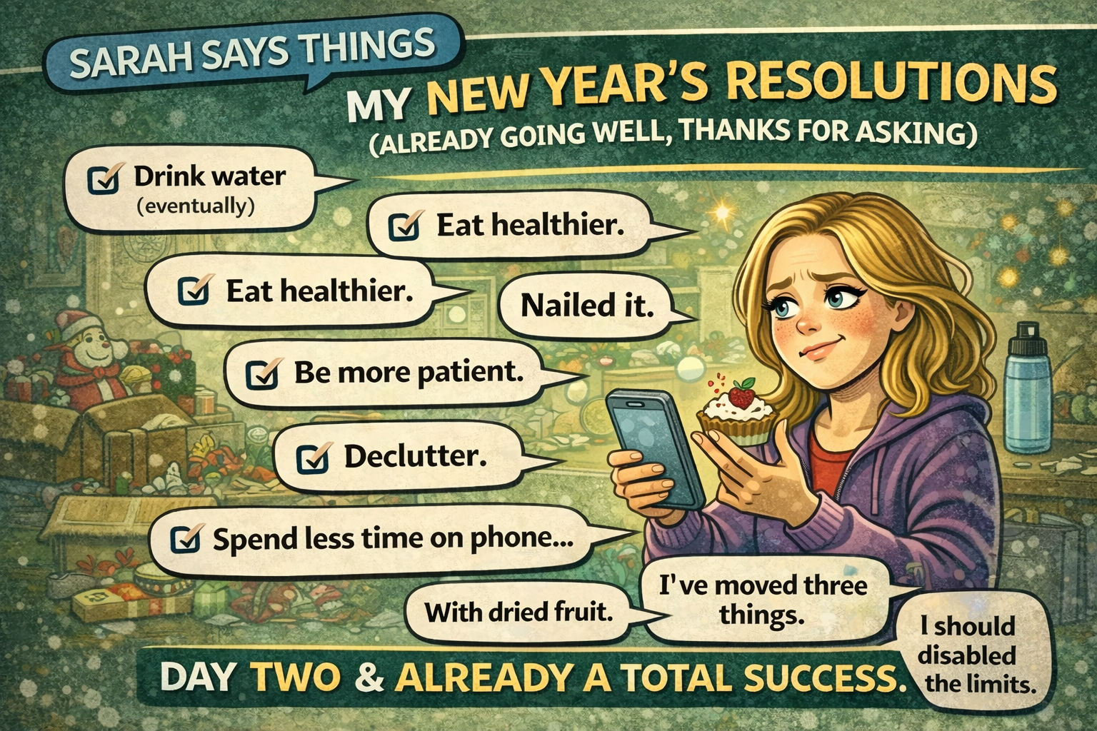 Sarah Says Things: My New Year’s Resolutions (Already Going Well, Thanks for Asking)
