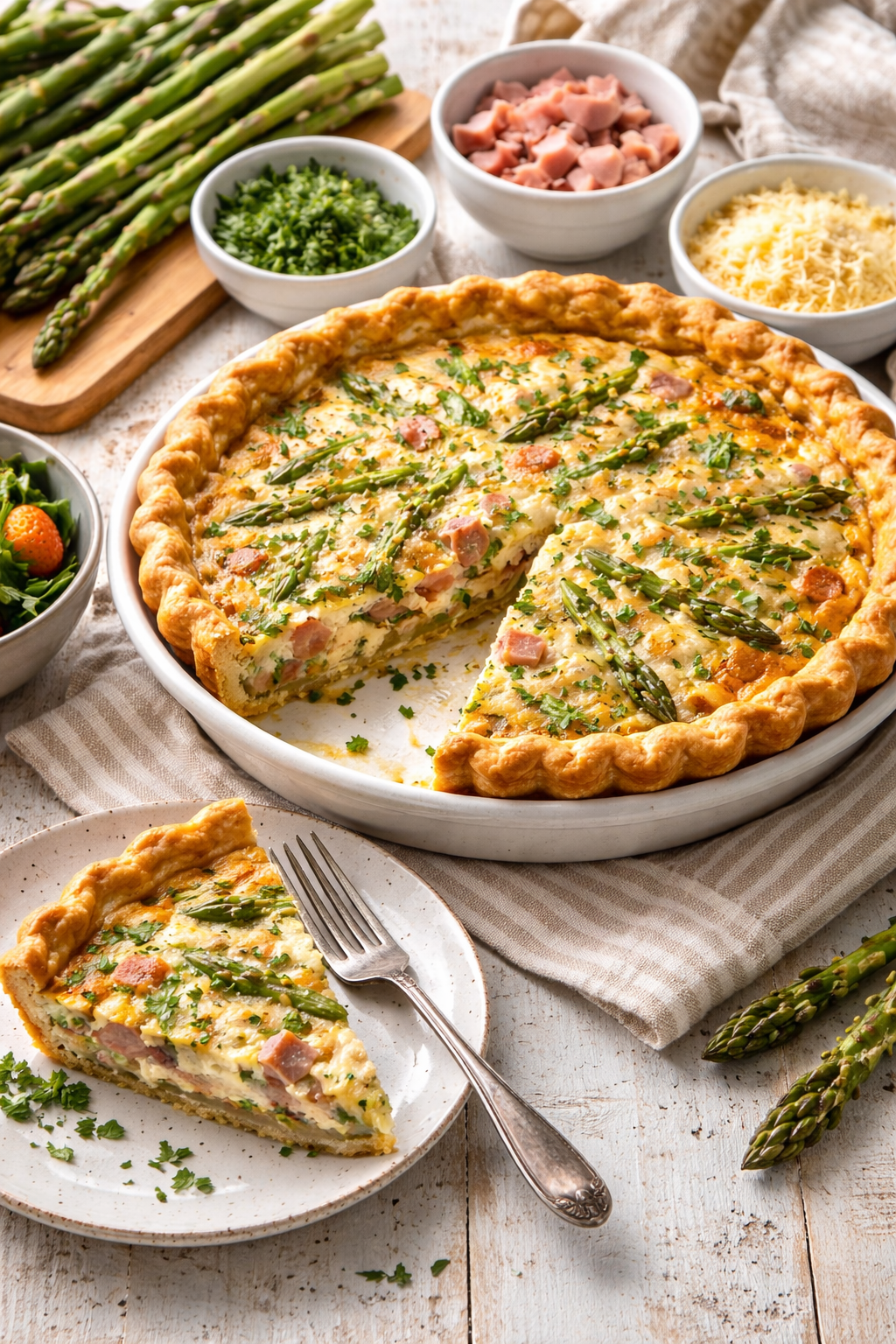 Ham and Asparagus Quiche