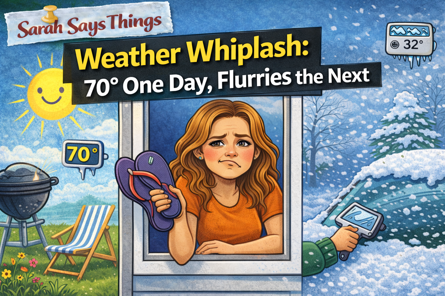 Sarah Says Things: Weather Whiplash: 70° One Day, Flurries the Next