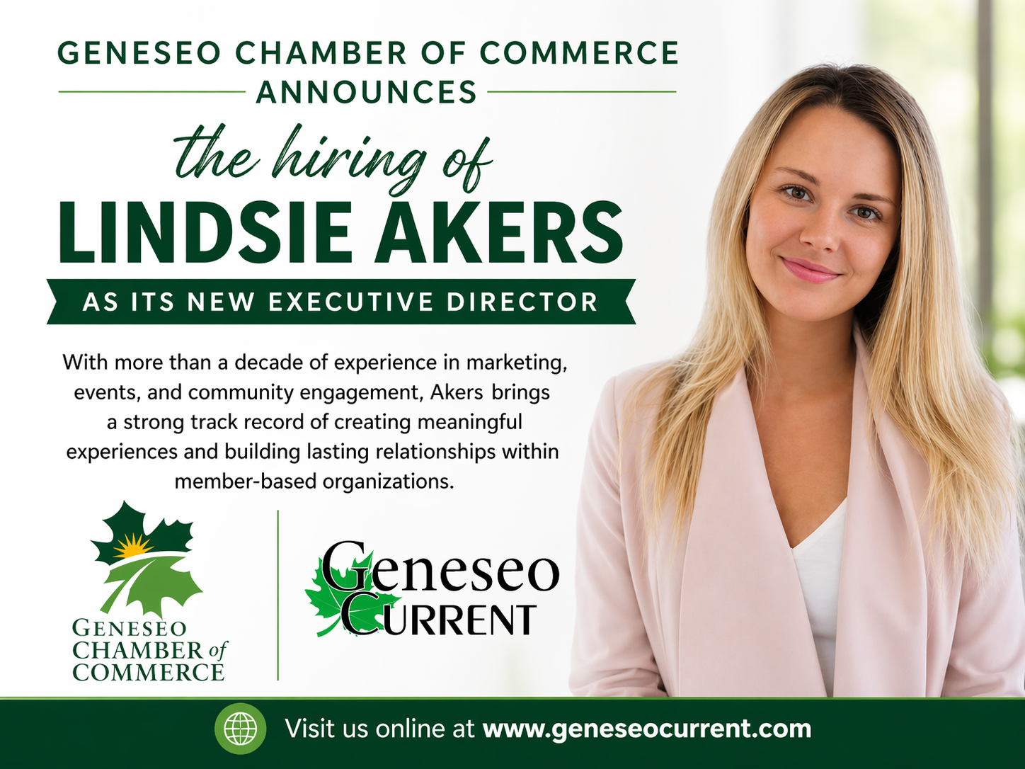 Geneseo Chamber of Commerce Announces Hiring of New Executive Director