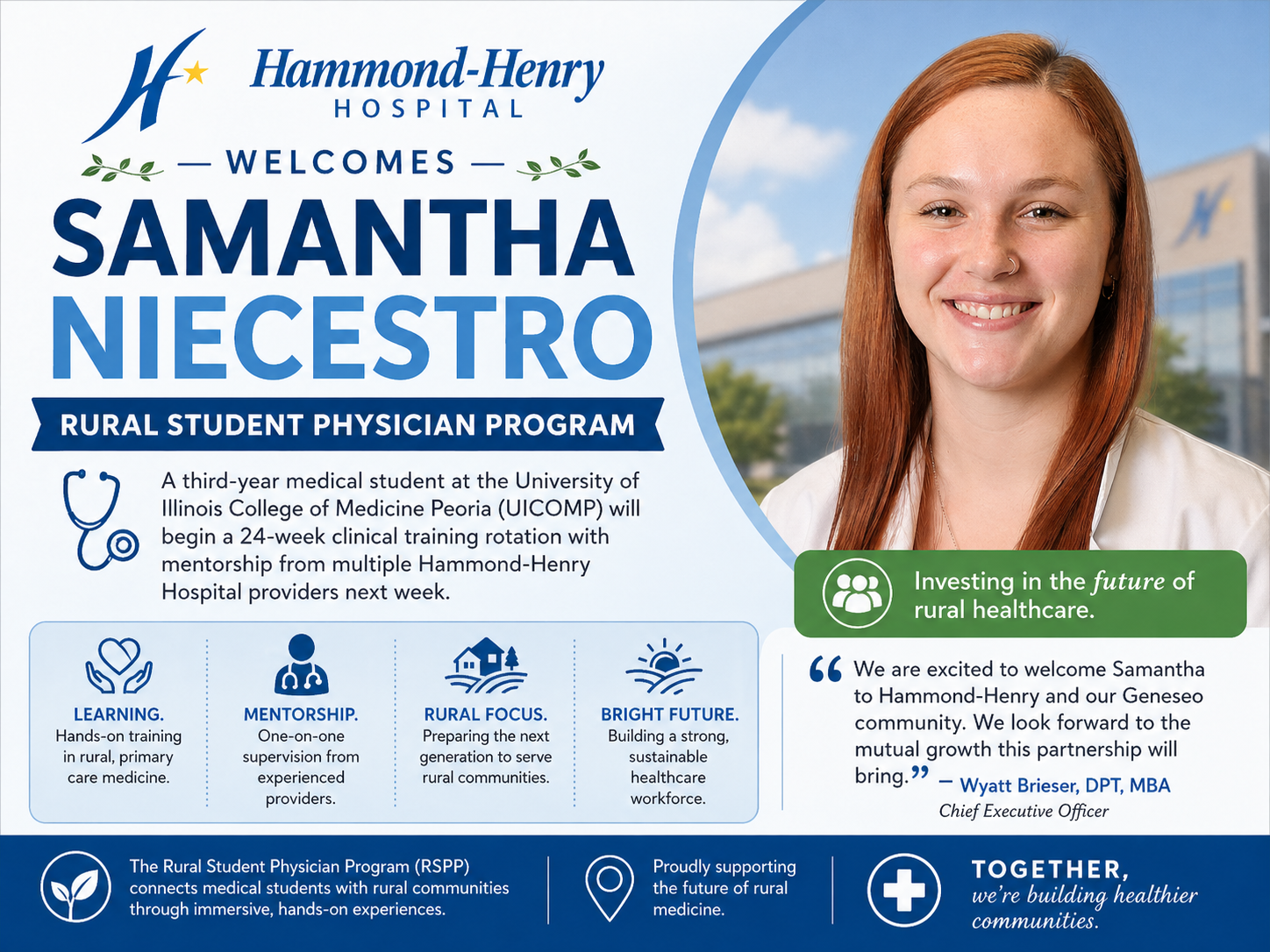 Medical Student Will Begin Clinical Training at HHH Through Rural Student Physician Program