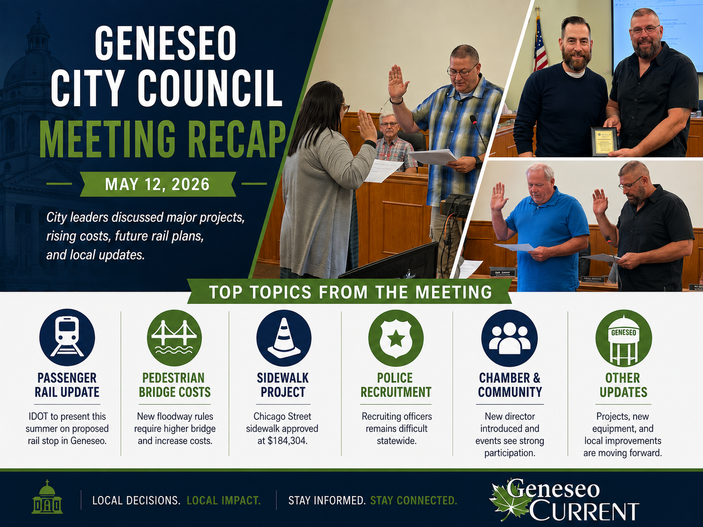 Geneseo City Council Discusses Infrastructure Costs, Rail Plans, and Police Recruitment Challenges
