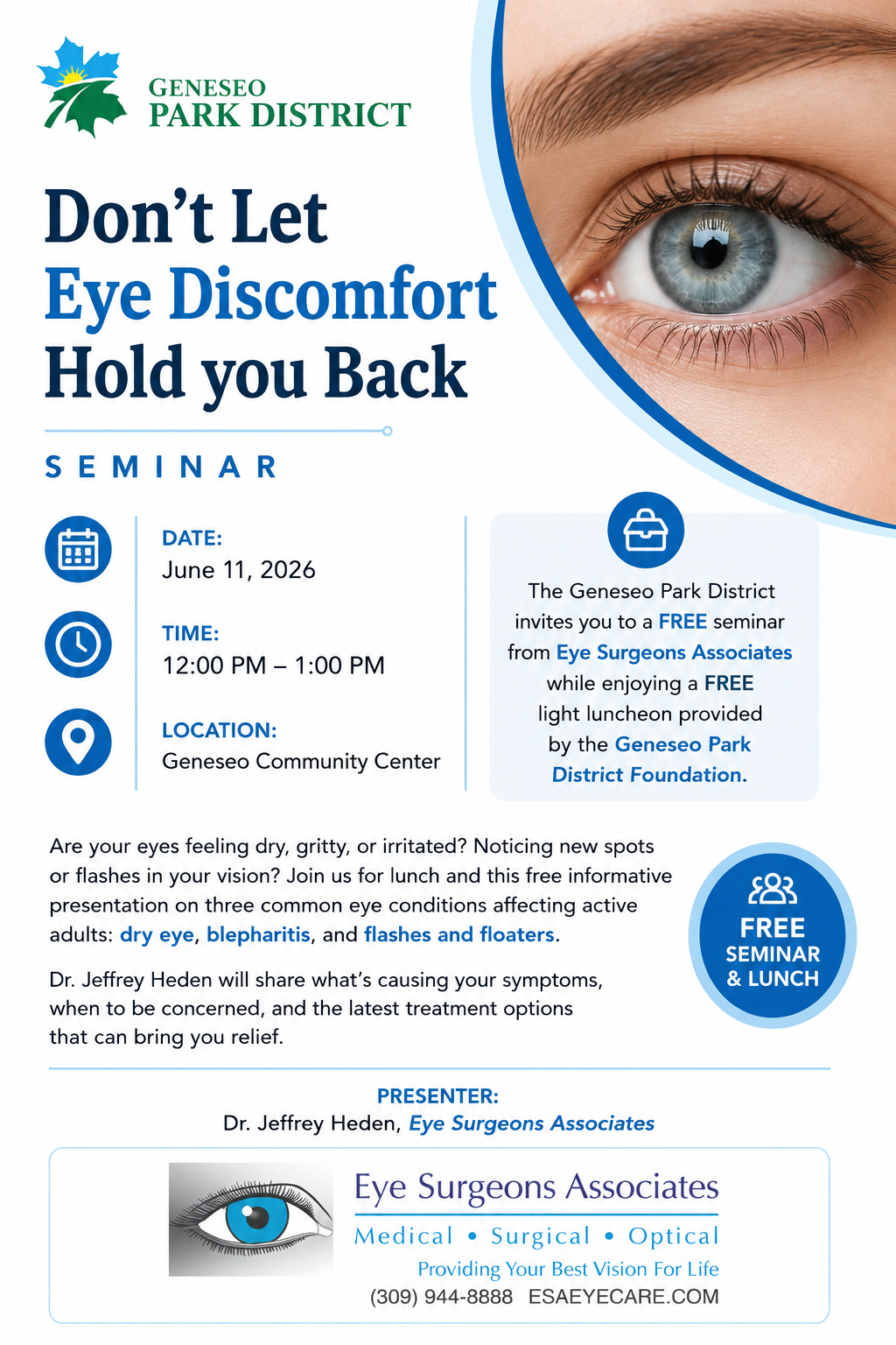 Free Seminar: Don't Let Eye Discomfort Hold You Back