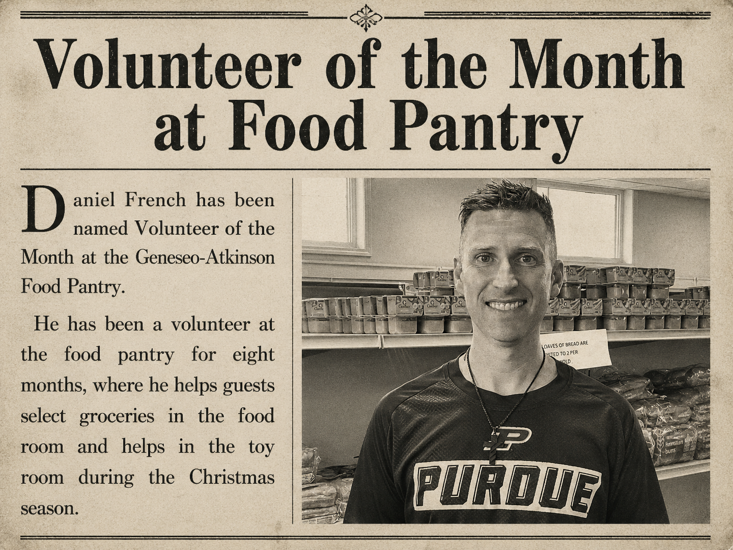 Volunteer of the Month at Food Pantry