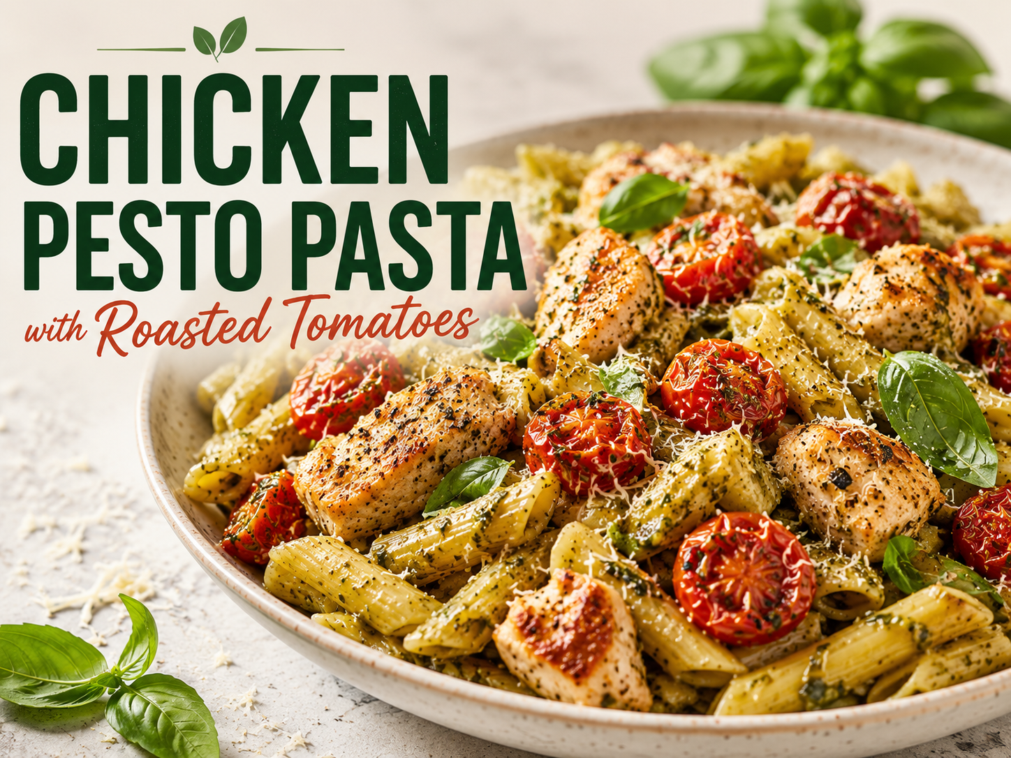 Chicken Pesto Pasta with Roasted Tomatoes